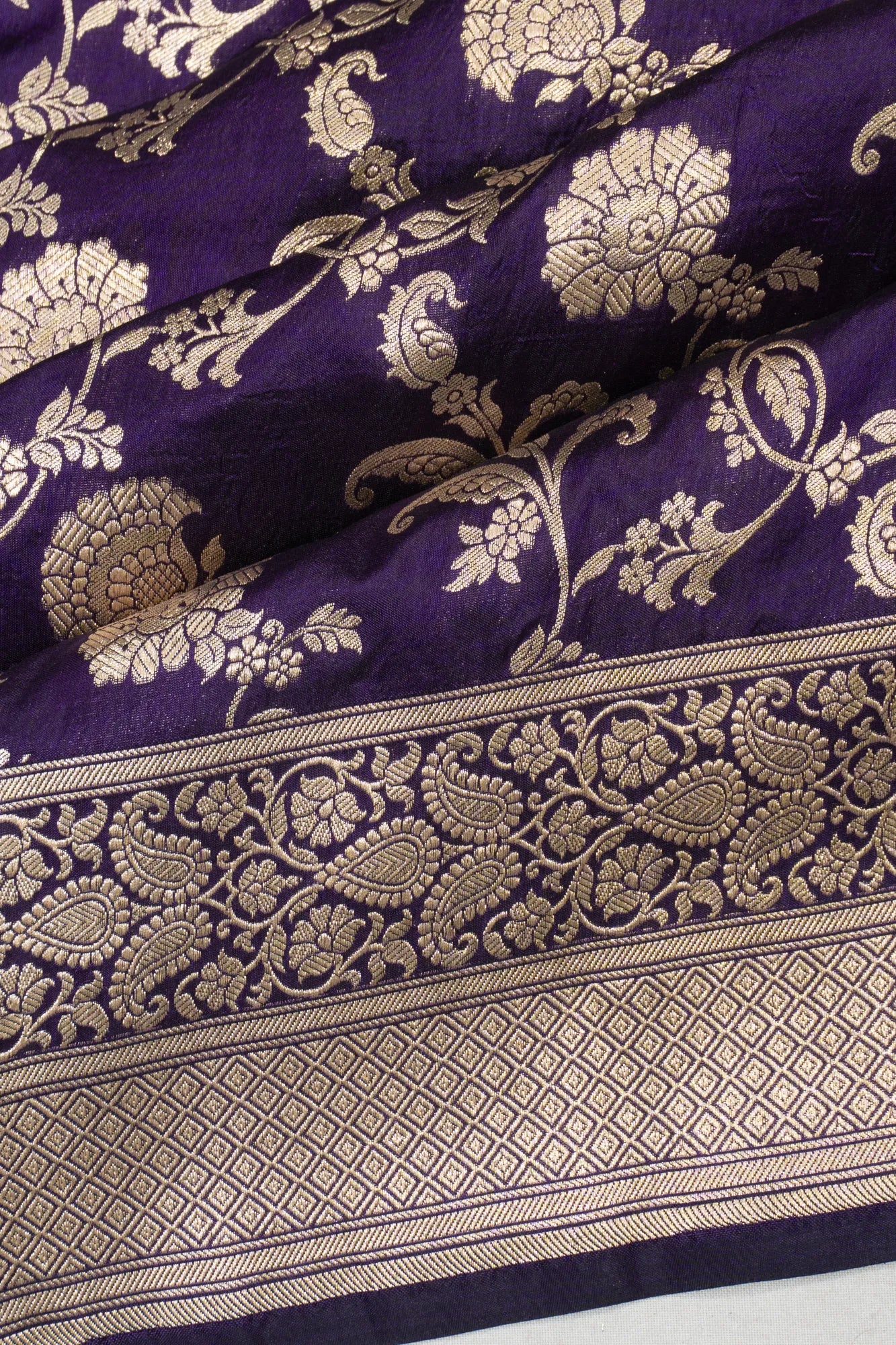 Banarasi Silk Jaal Violet Saree