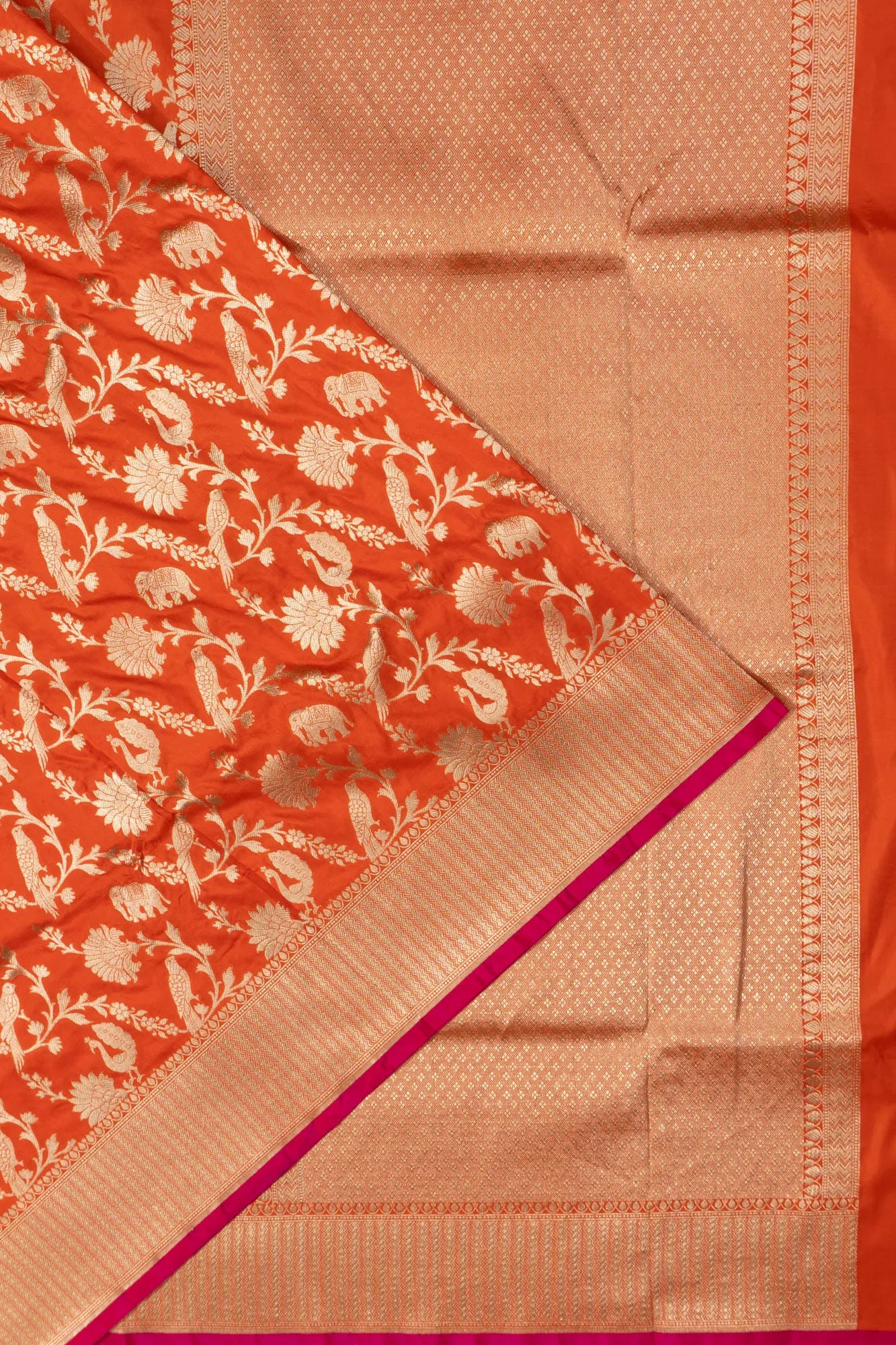 Banarasi Silk Jaal Orange Saree