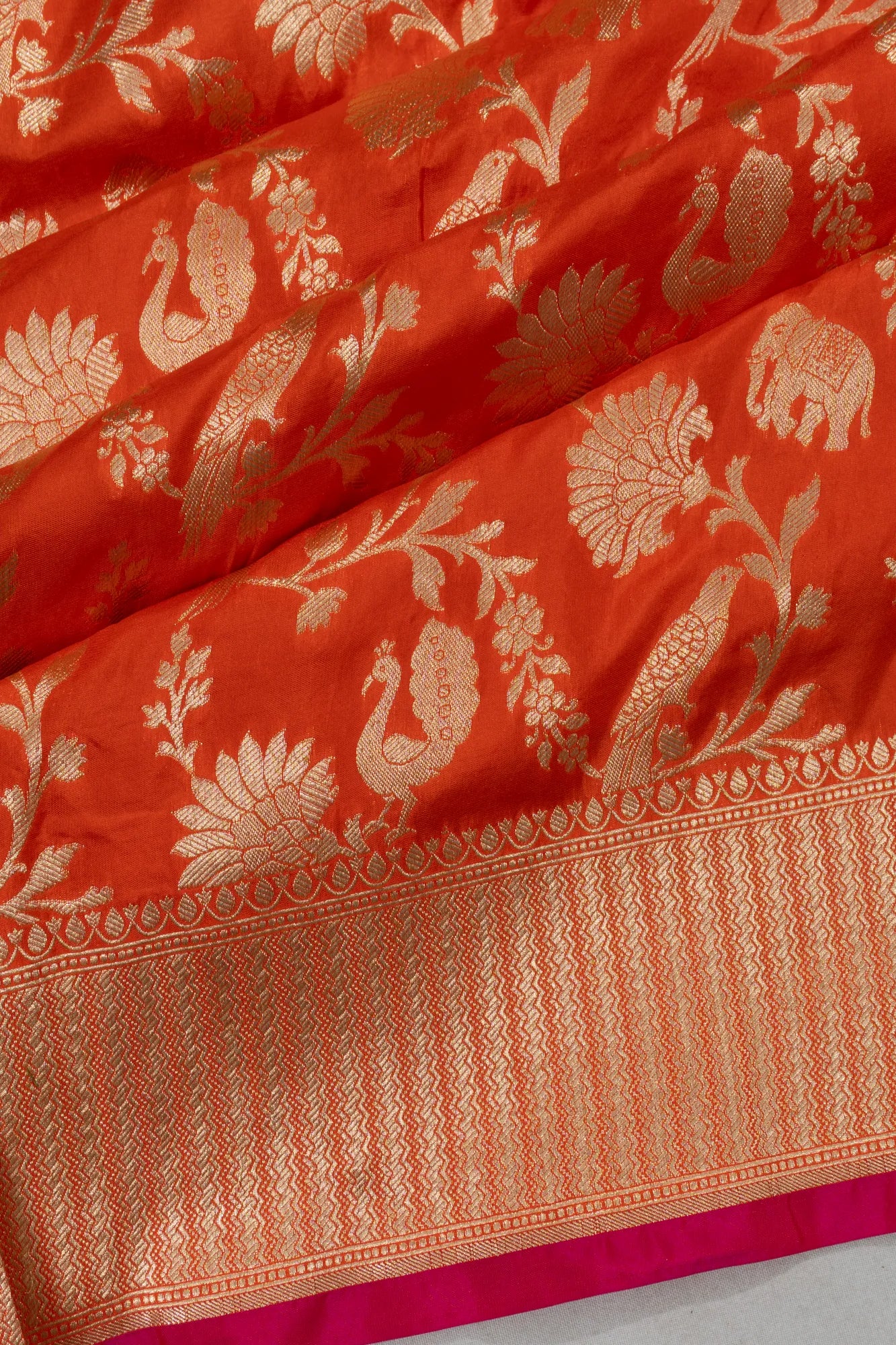 Banarasi Silk Jaal Orange Saree