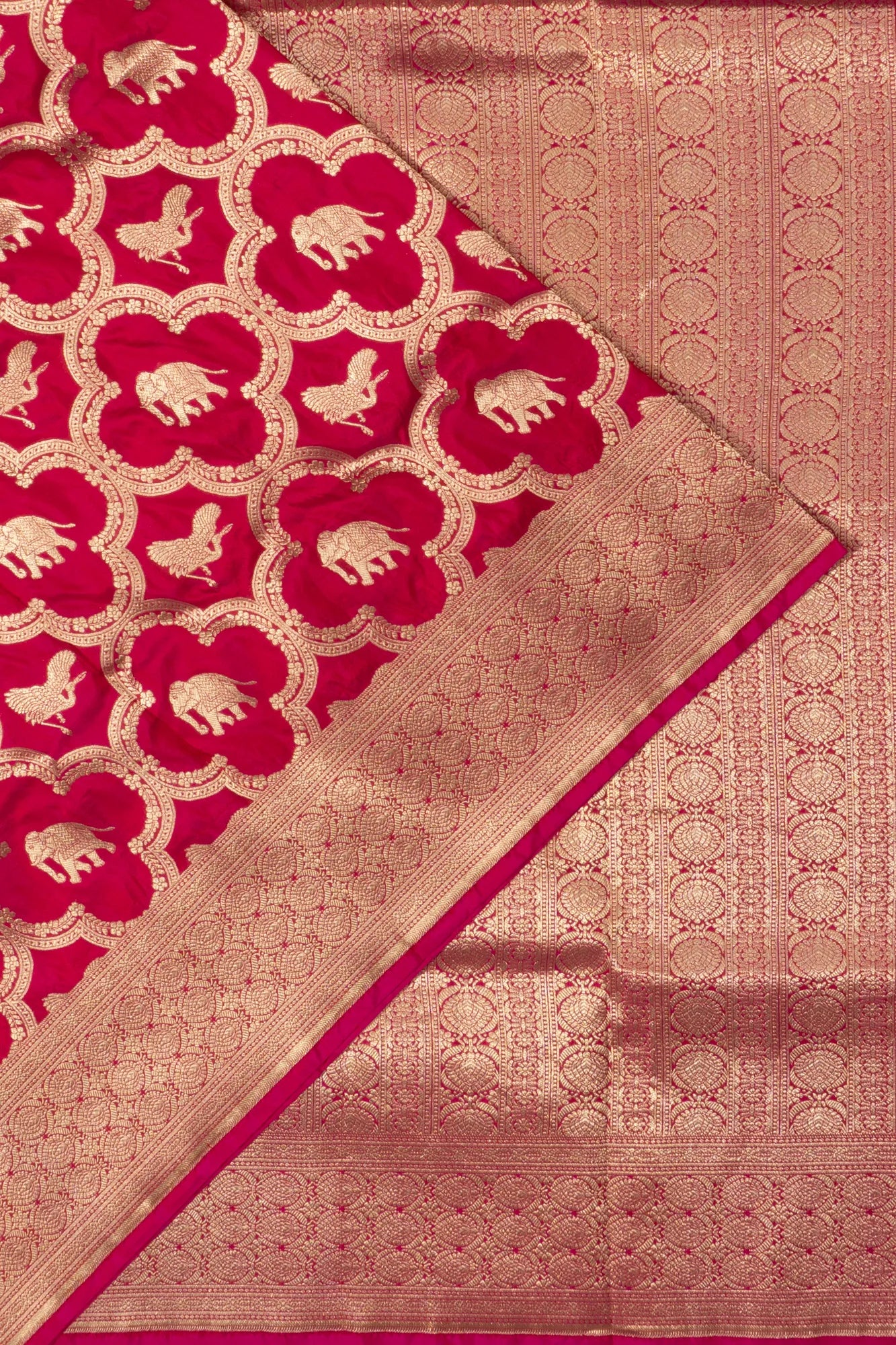 Banarasi Silk Jaal And Butta Pink Saree