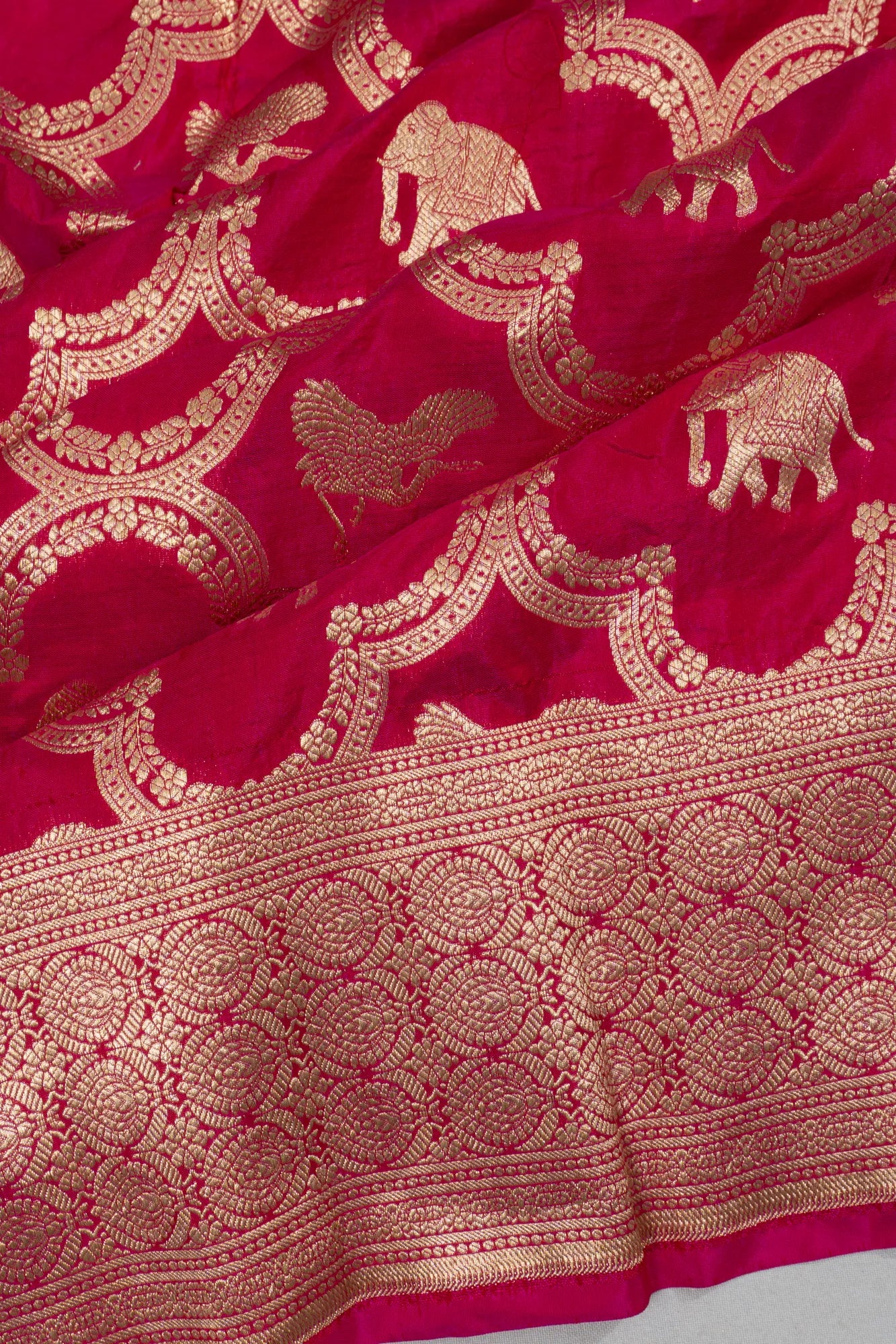 Banarasi Silk Jaal And Butta Pink Saree