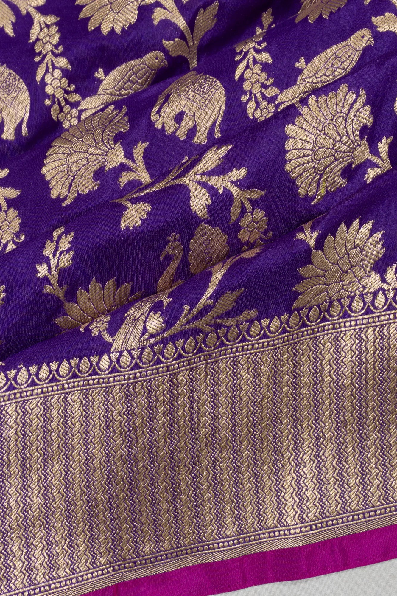 Banarasi Silk Jaal Violet Saree