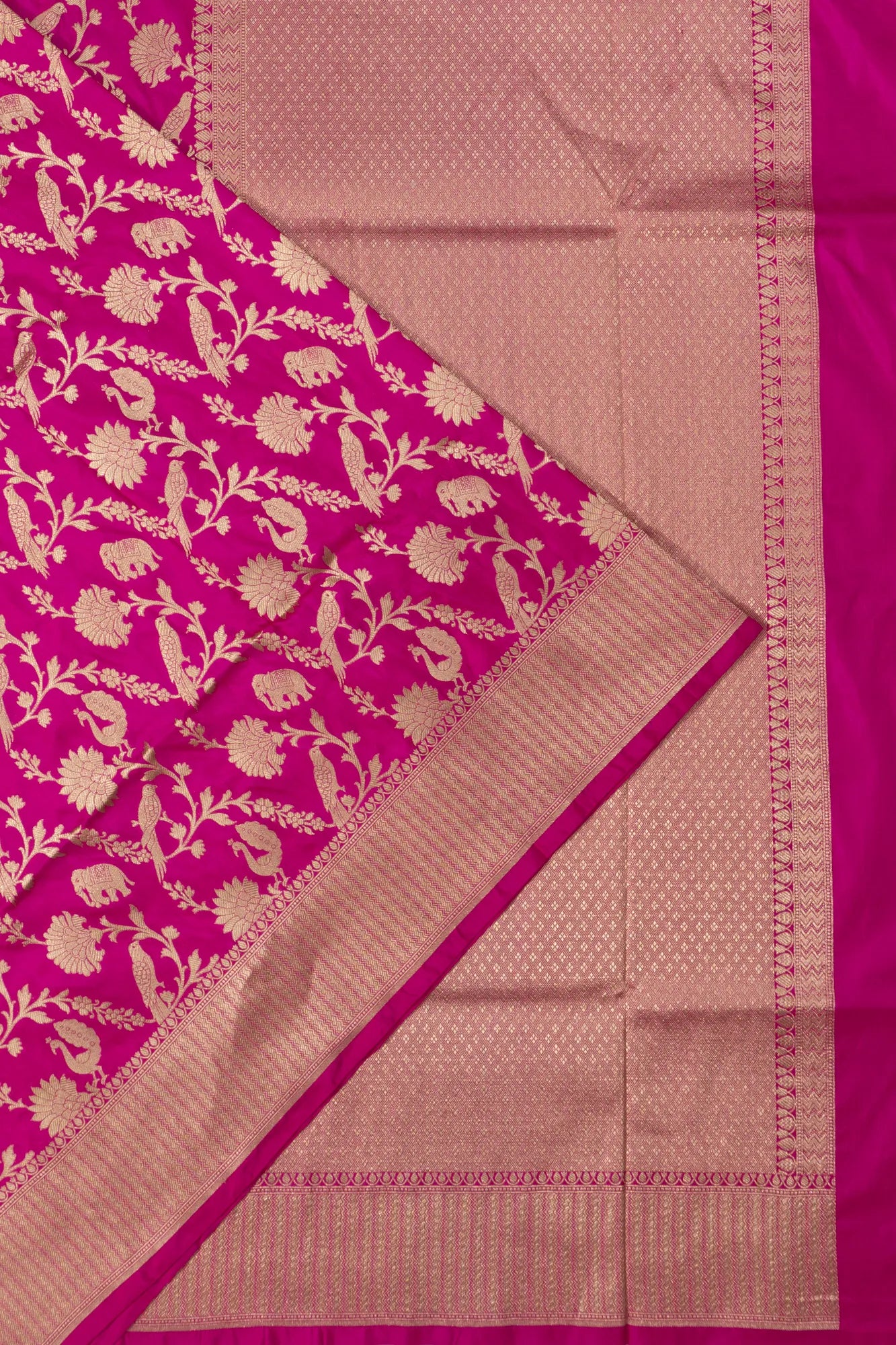 Banarasi Silk Jaal Rani Pink Saree