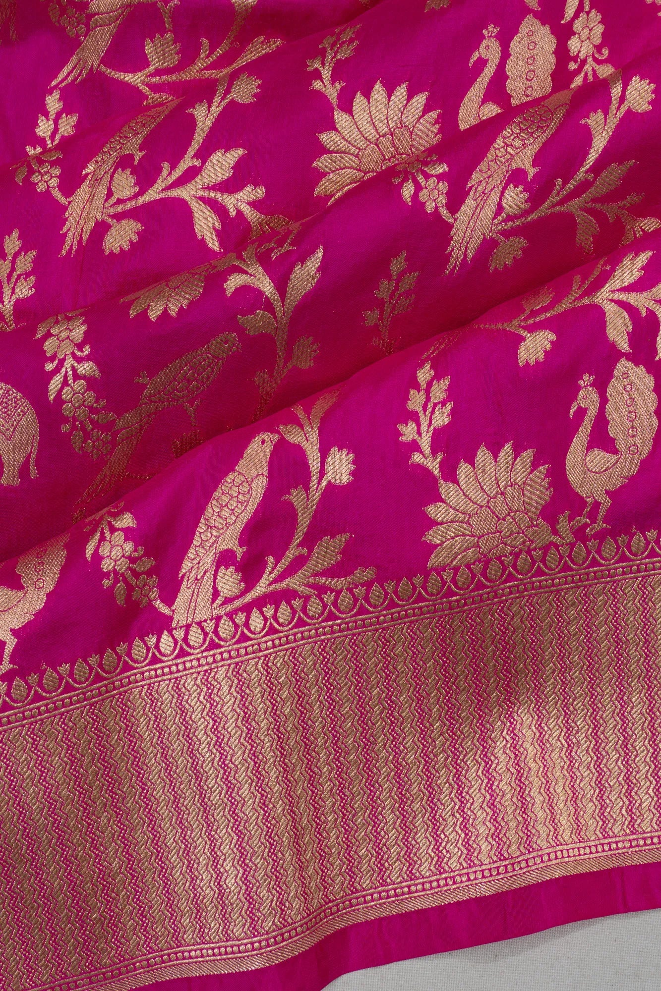 Banarasi Silk Jaal Rani Pink Saree