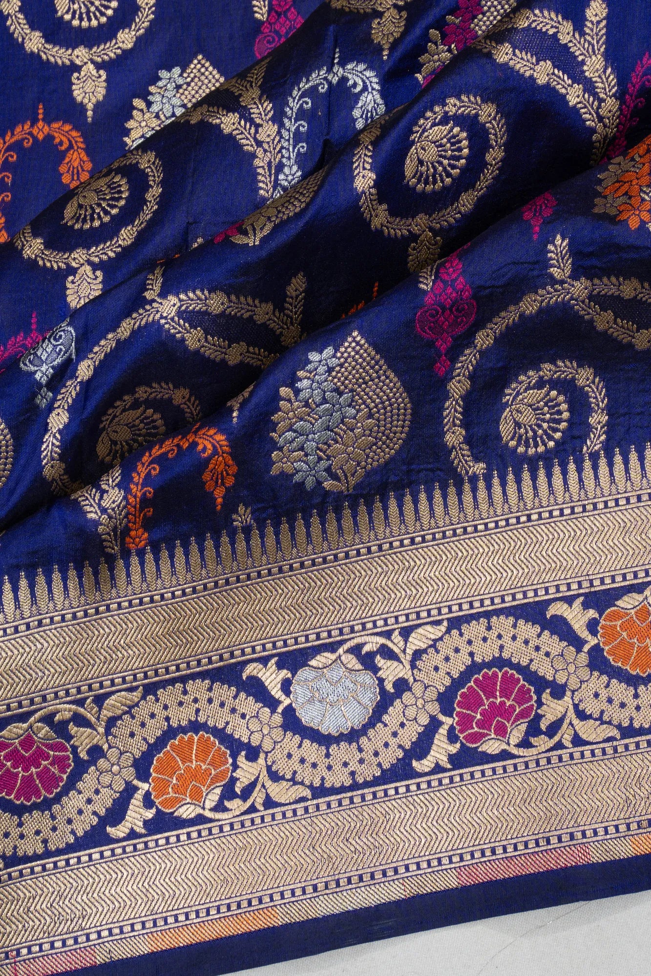 Banarasi Silk Brocade Royal Blue Saree