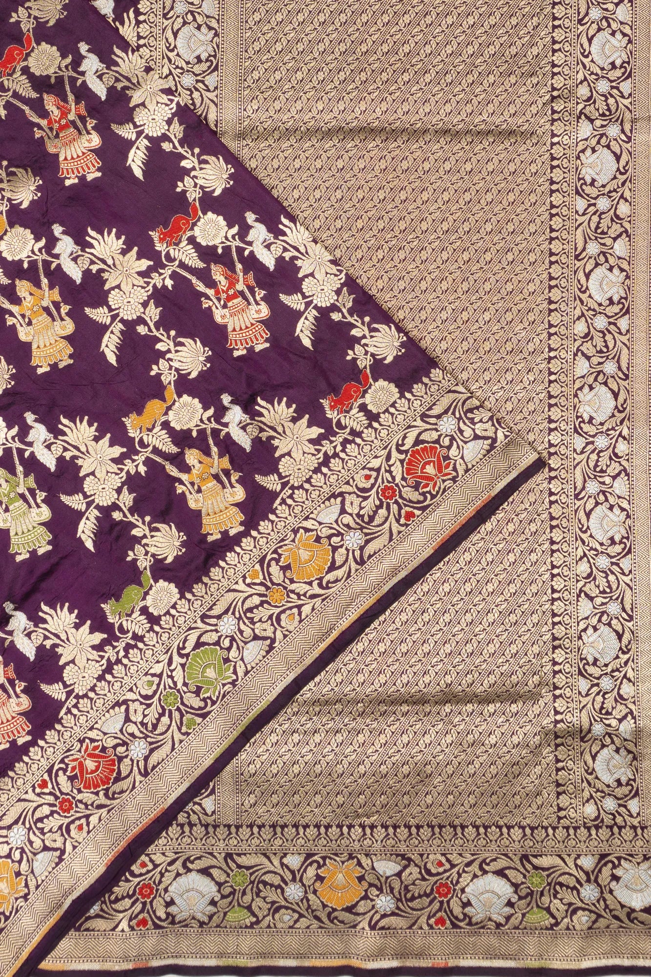 Banarasi Silk Brocade Purple Saree