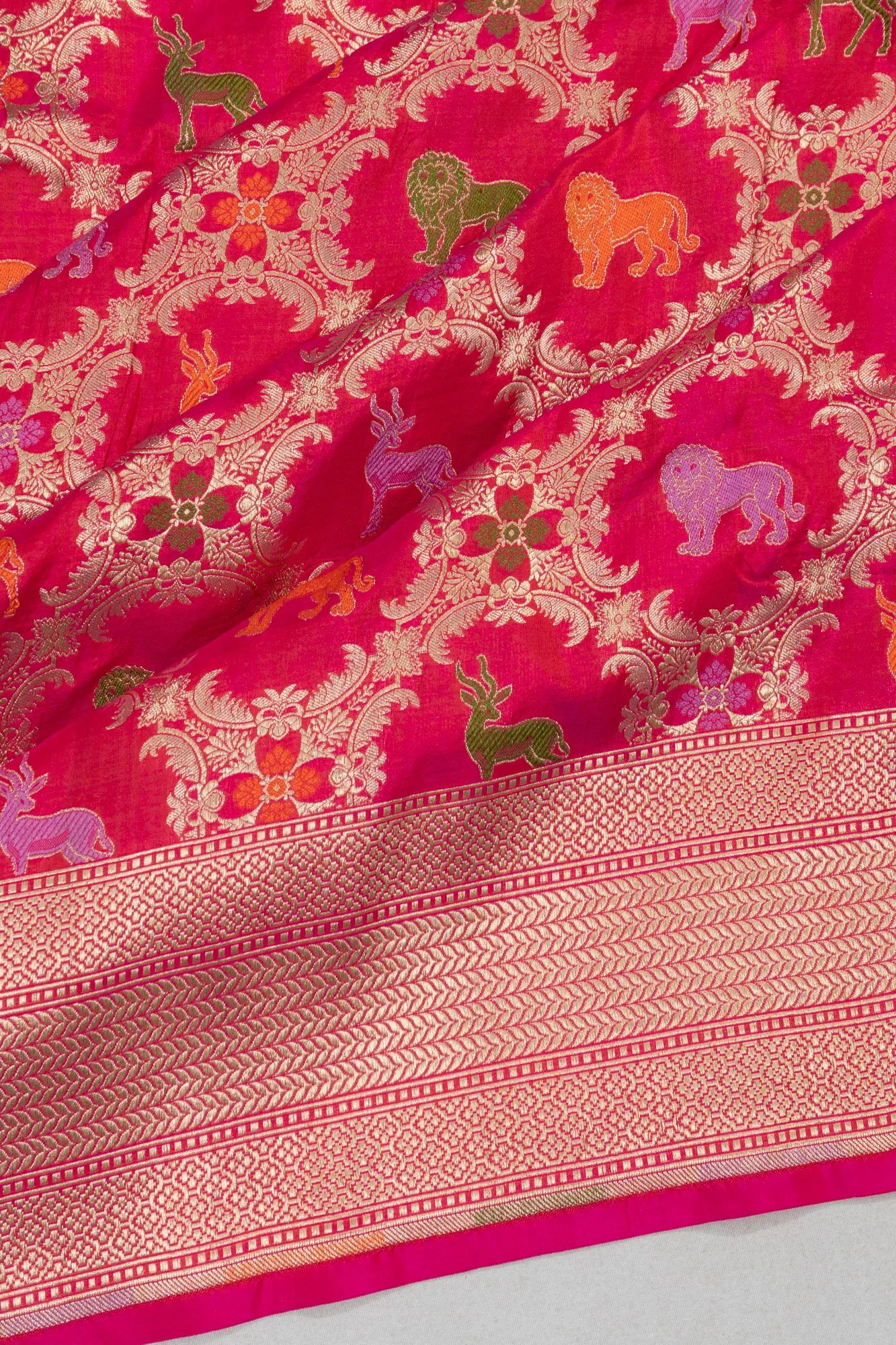 Banarasi Silk Jaal And Butta Pink Saree