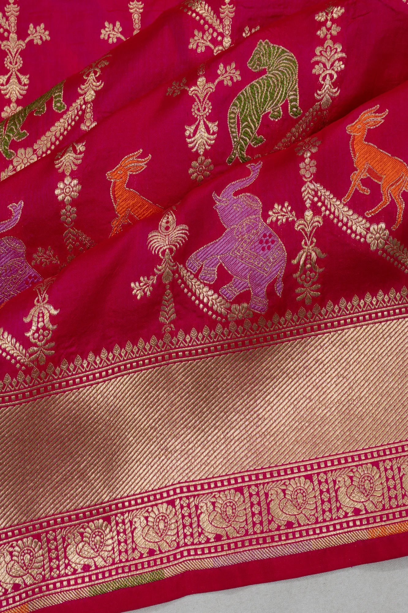 Banarasi Silk Brocade Dark Pink Saree