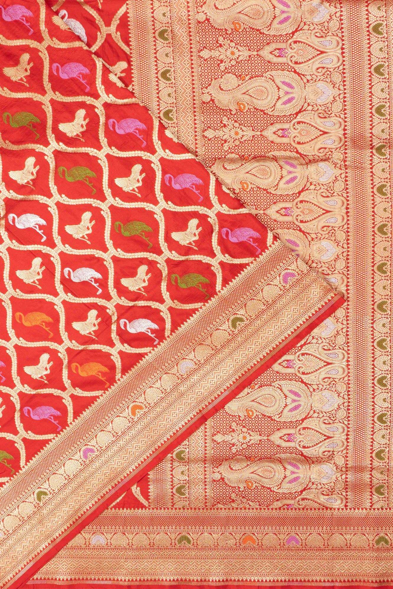 Banarasi Silk Jaal And Butta Red Saree