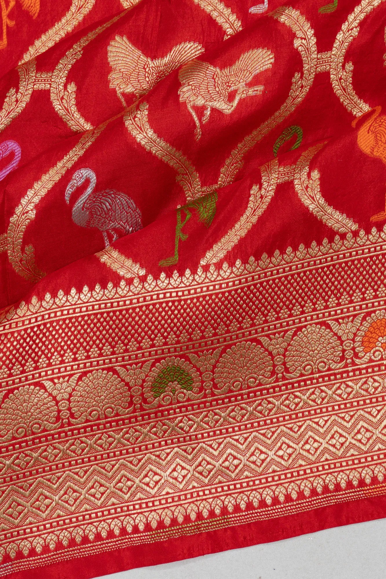Banarasi Silk Jaal And Butta Red Saree