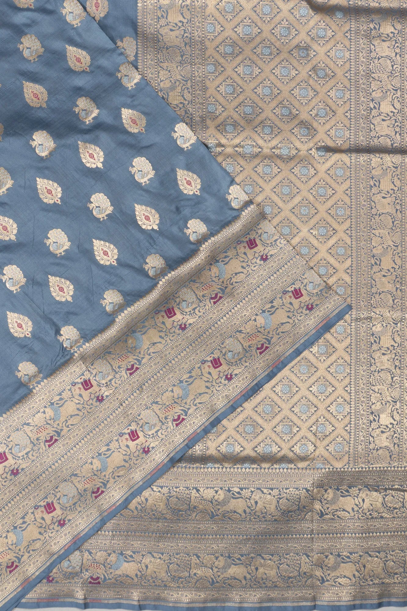 Banarasi Silk Butta Grey Saree