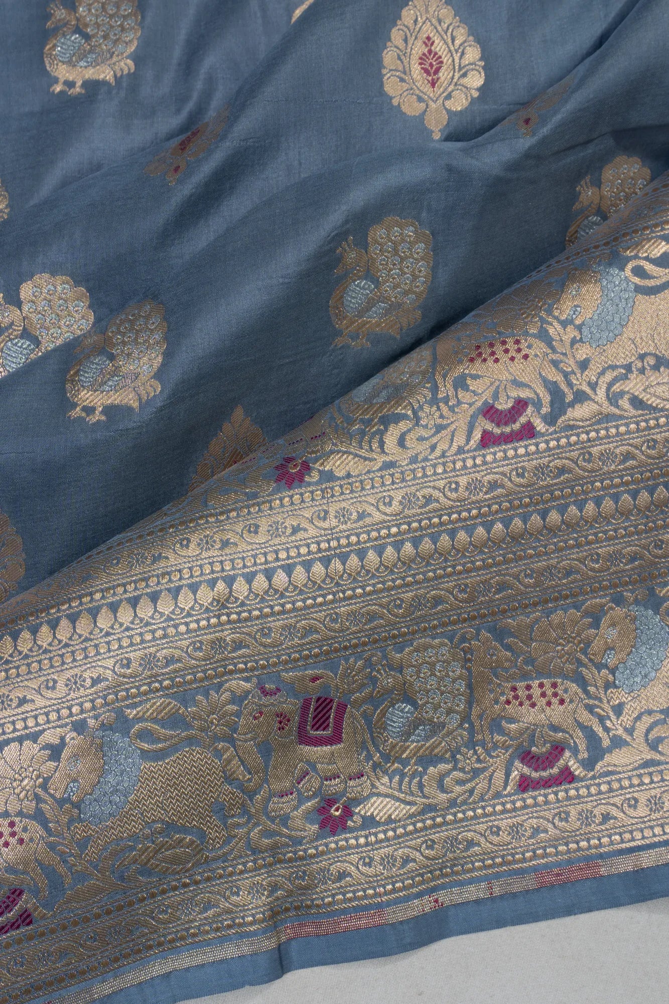 Banarasi Silk Butta Grey Saree