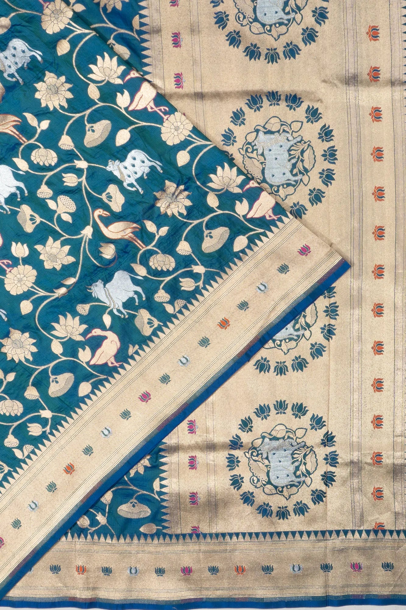Banarasi Silk Pichwai Jaal Blue Saree
