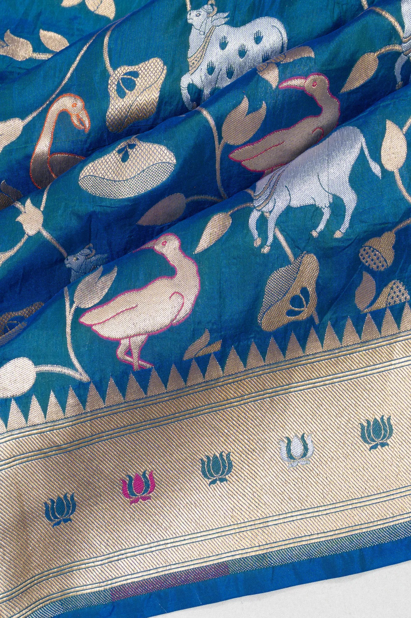 Banarasi Silk Pichwai Jaal Blue Saree