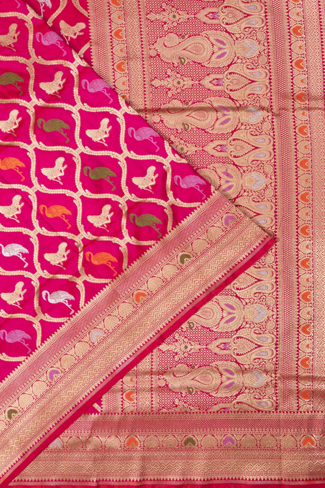 Banarasi Silk Jaal And Butta Pink Saree