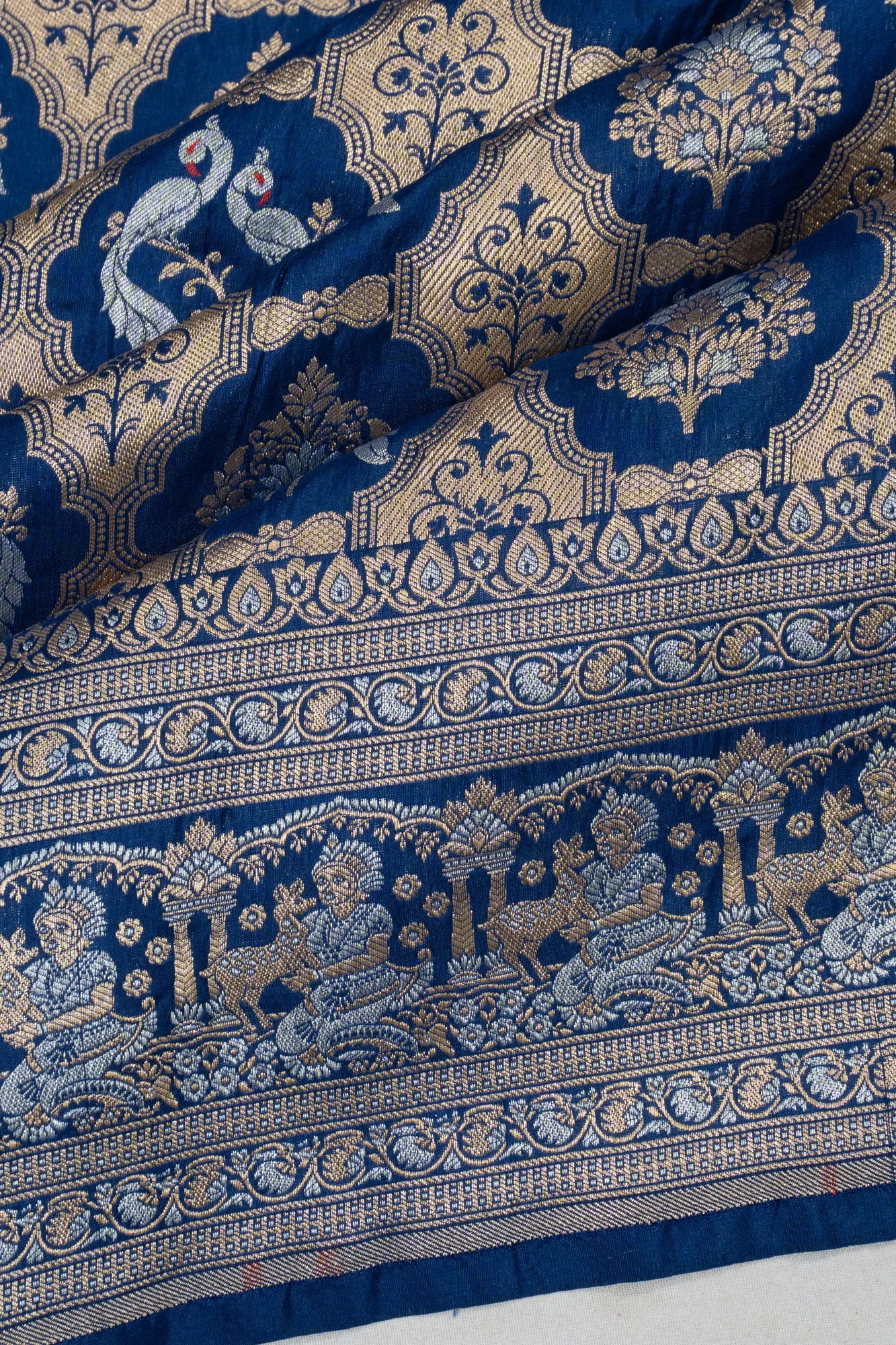 Banarasi Silk Brocade Dark Blue Saree