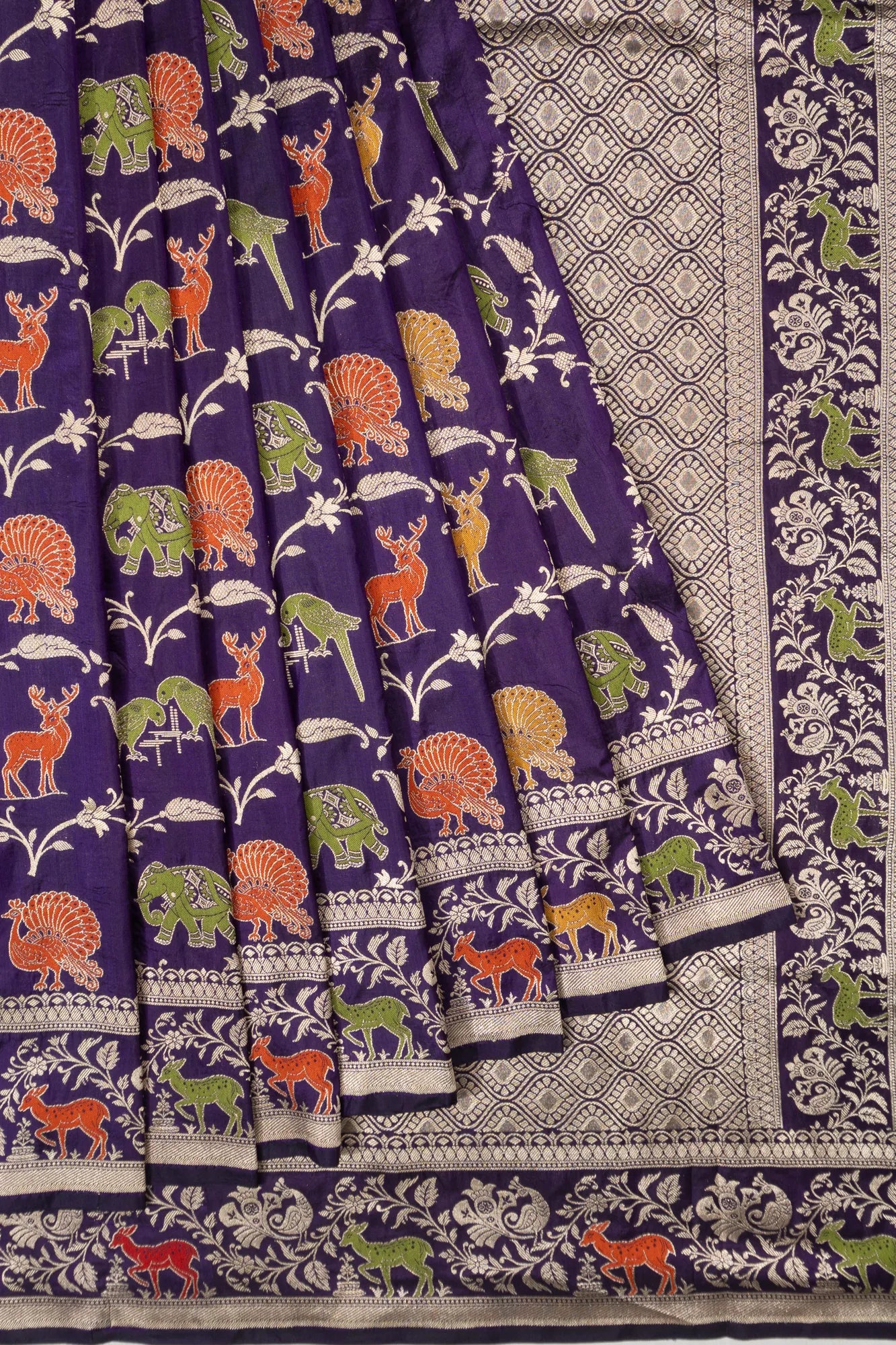 Banarasi Silk Brocade Violet Saree