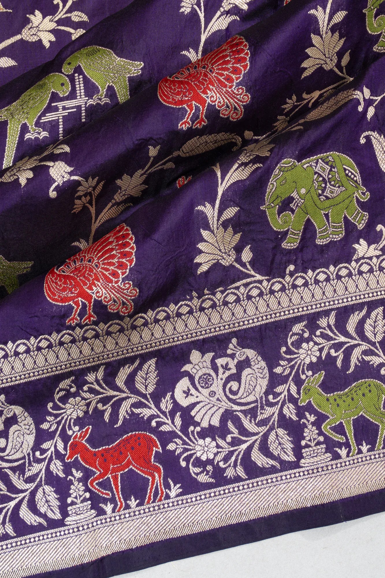 Banarasi Silk Brocade Violet Saree