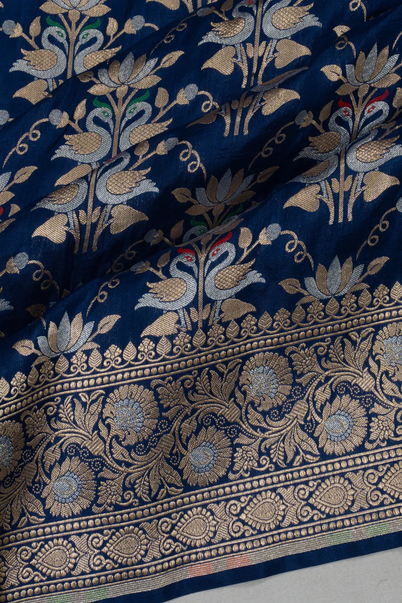 Banarasi Silk Brocade Dark Blue Saree
