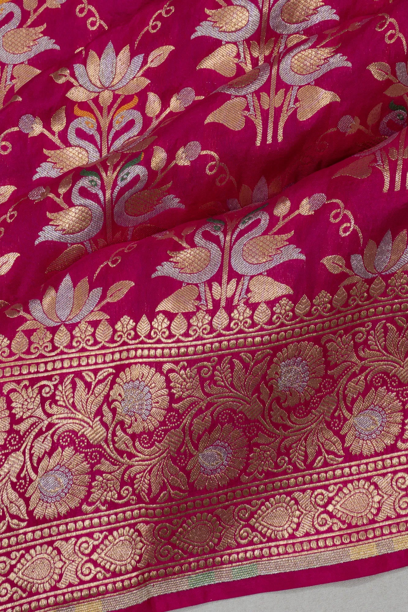 Banarasi Silk Brocade Dark Pink Saree