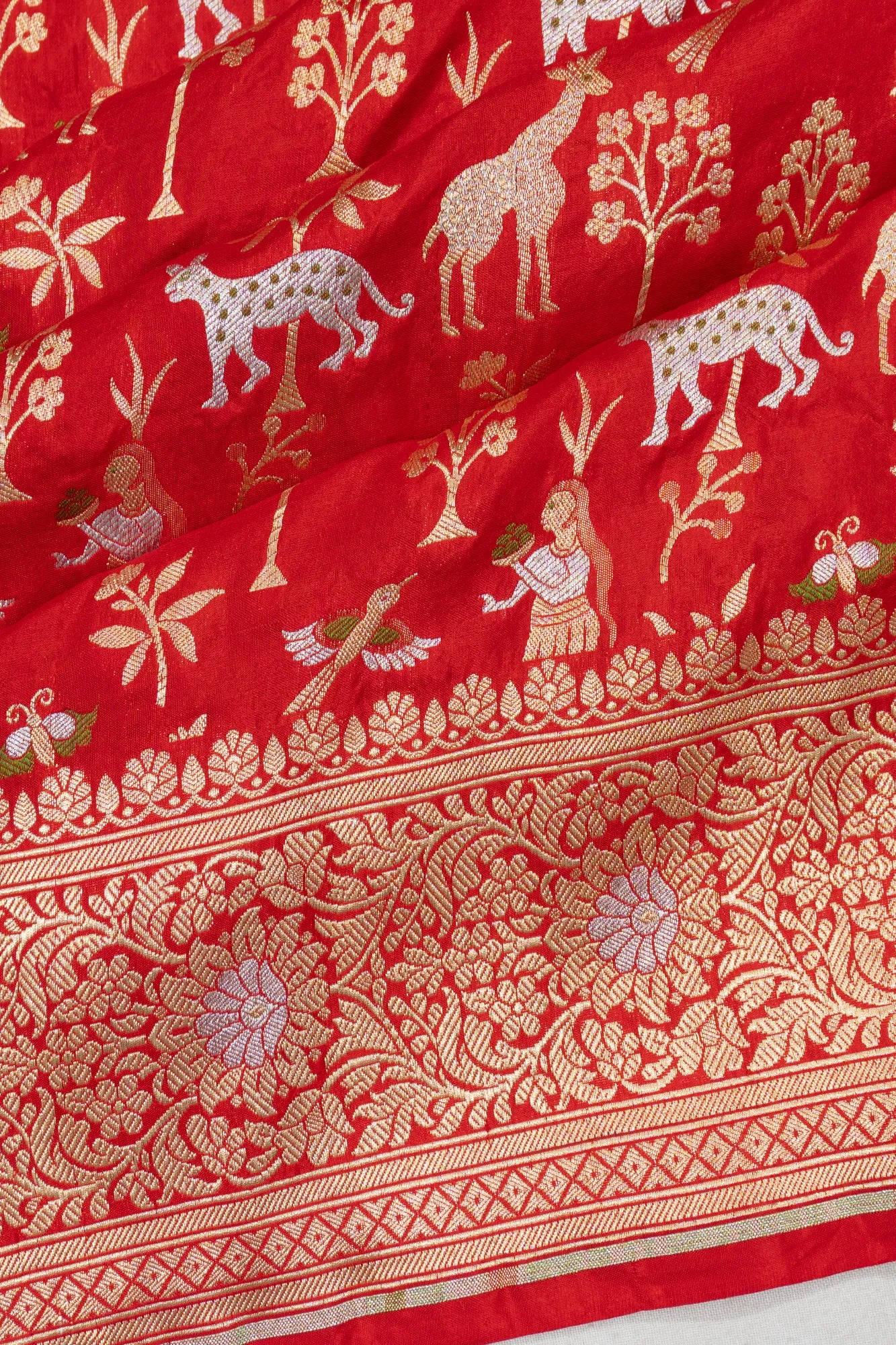 Banarasi Silk Brocade Red Saree