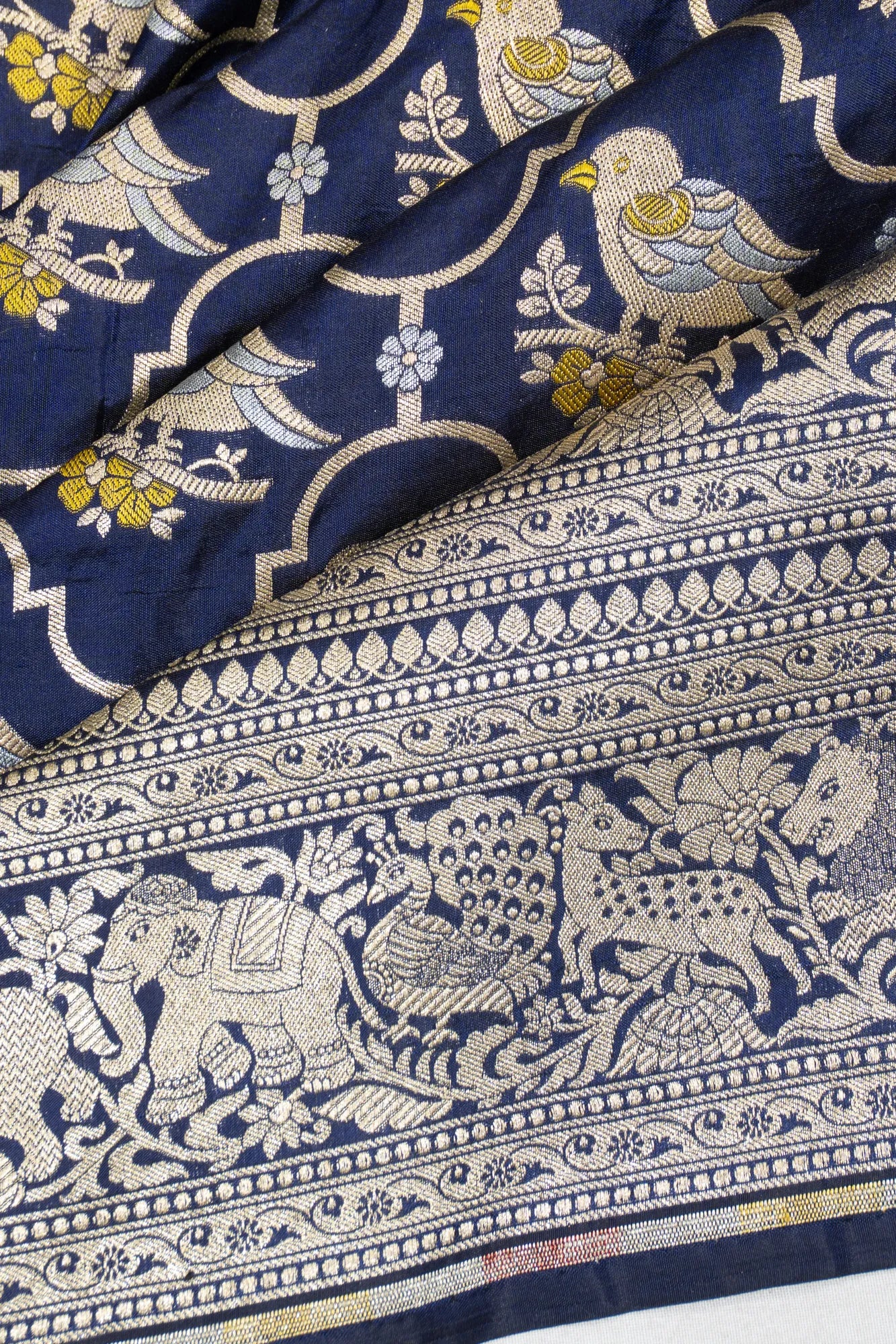 Banarasi Silk Brocade Dark Blue Saree