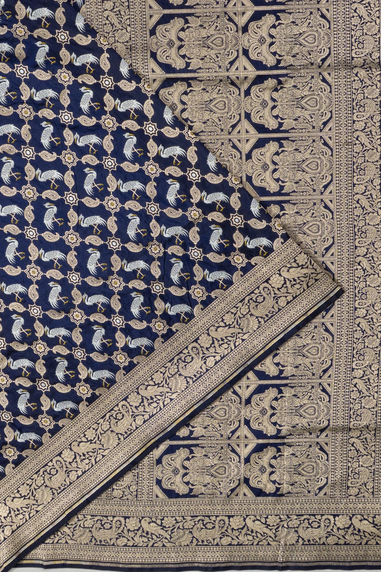 Banarasi Silk Brocade Dark Blue Saree