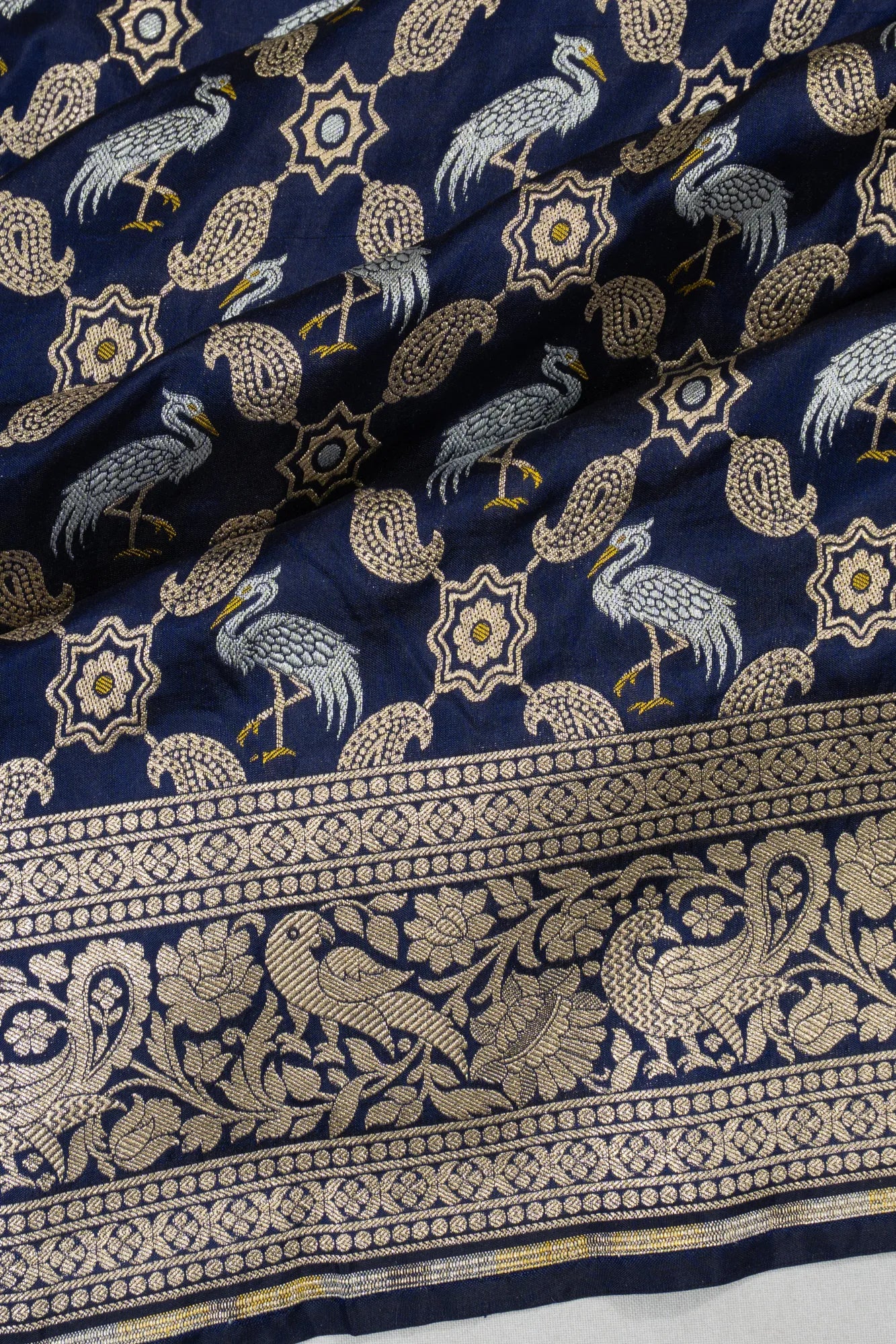Banarasi Silk Brocade Dark Blue Saree