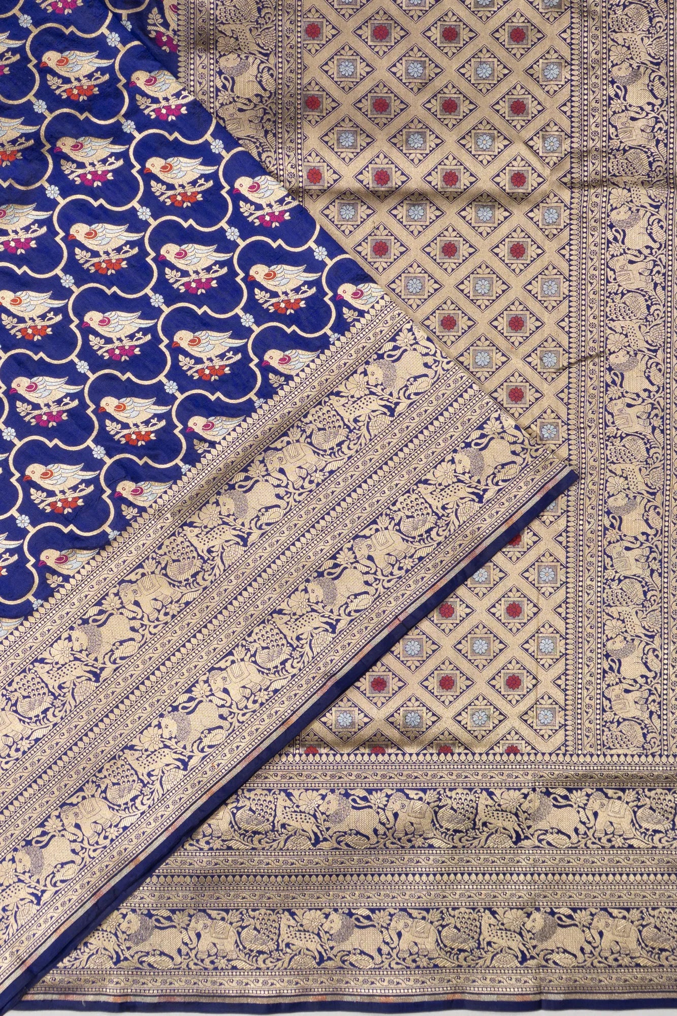 Banarasi Silk Brocade Dark Blue Saree