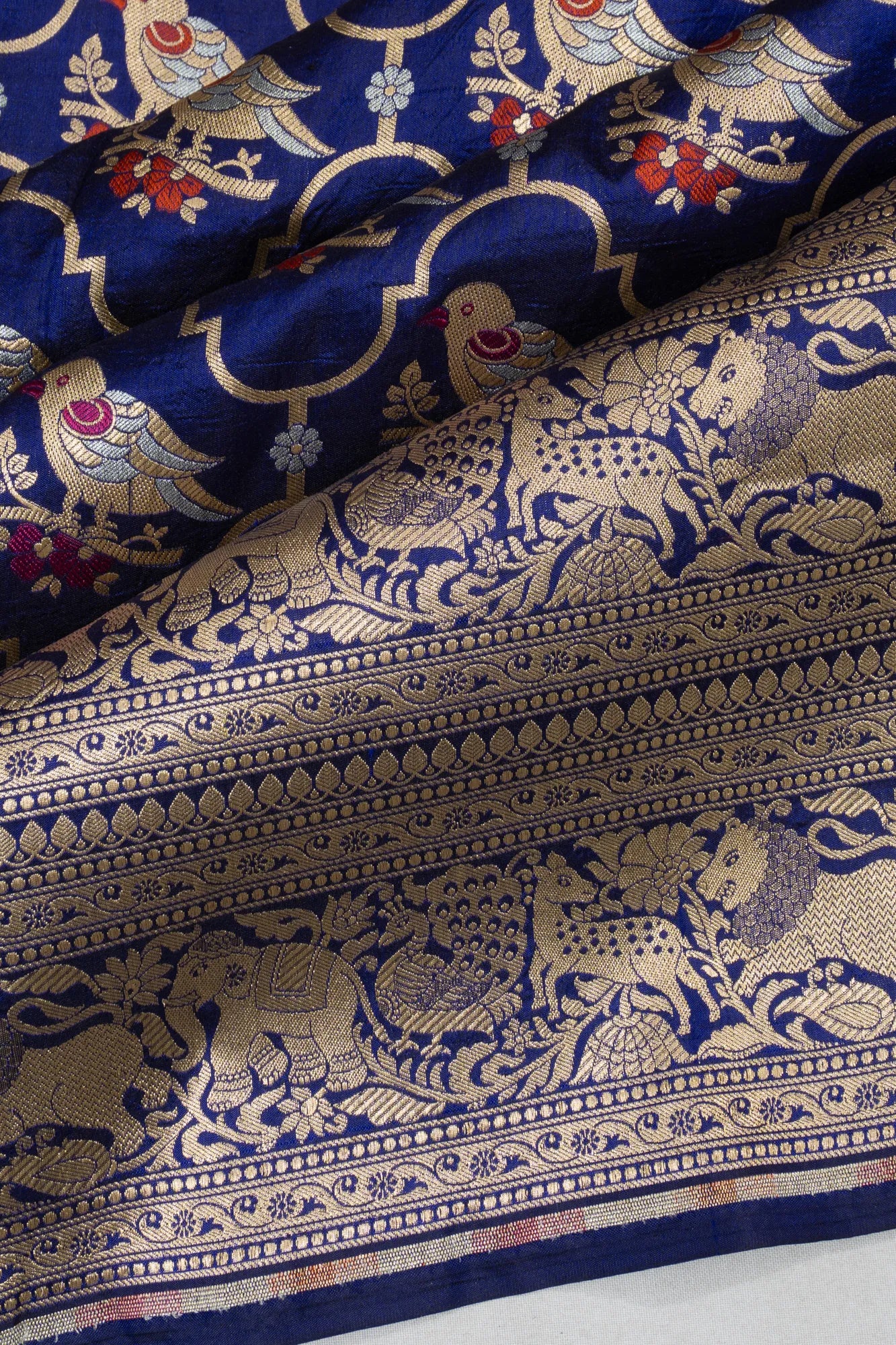 Banarasi Silk Brocade Dark Blue Saree