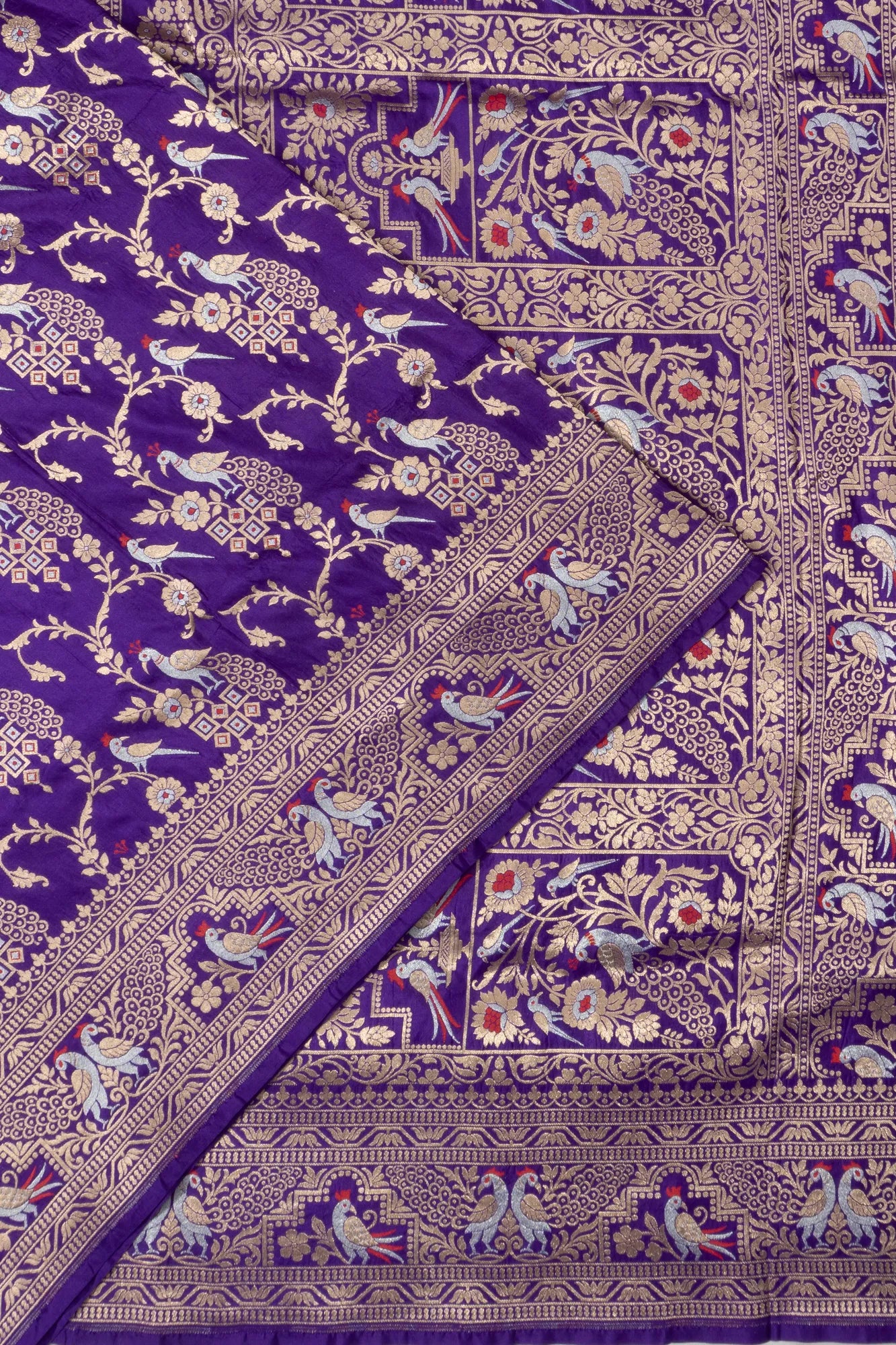 Banarasi Silk Brocade Violet Saree