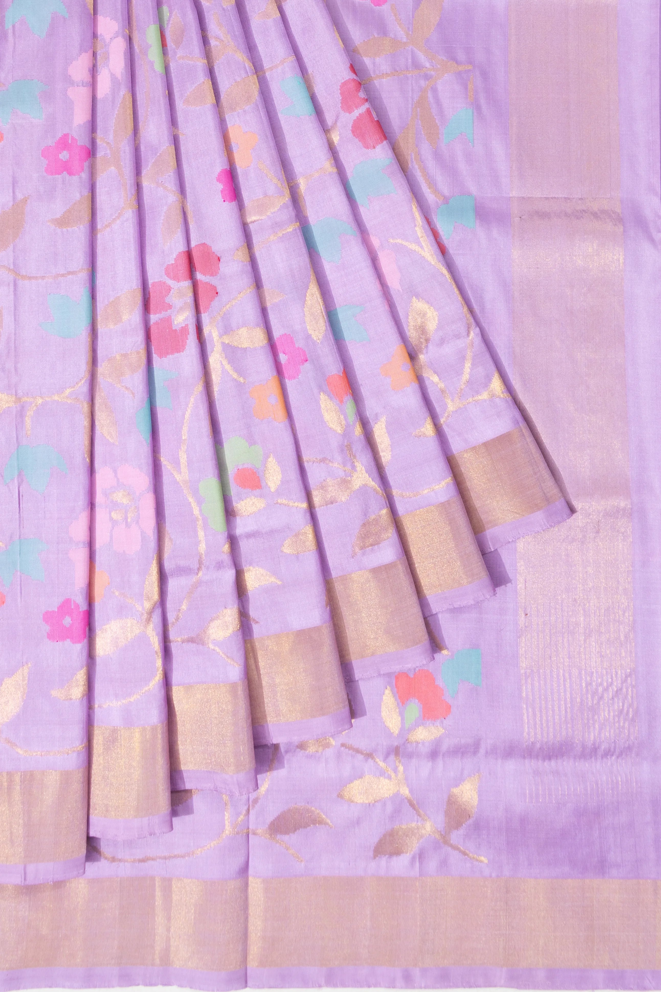 Uppada Silk Jamdani Jaal Lavender Saree