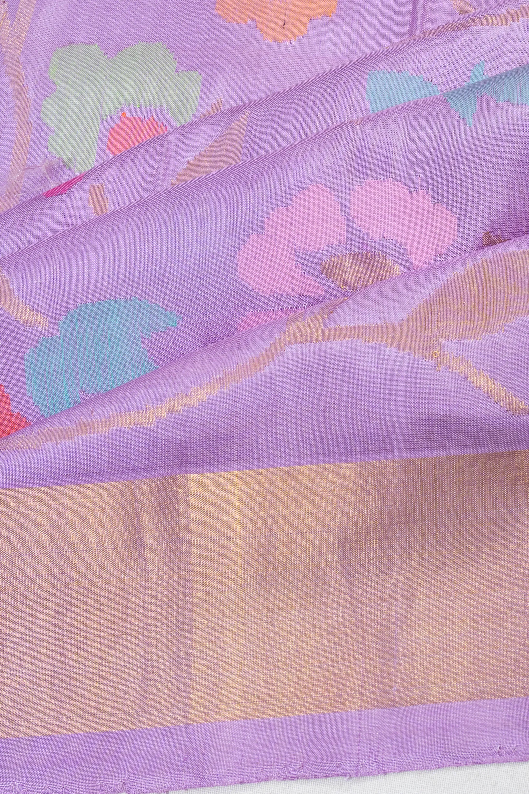 Uppada Silk Jamdani Jaal Lavender Saree