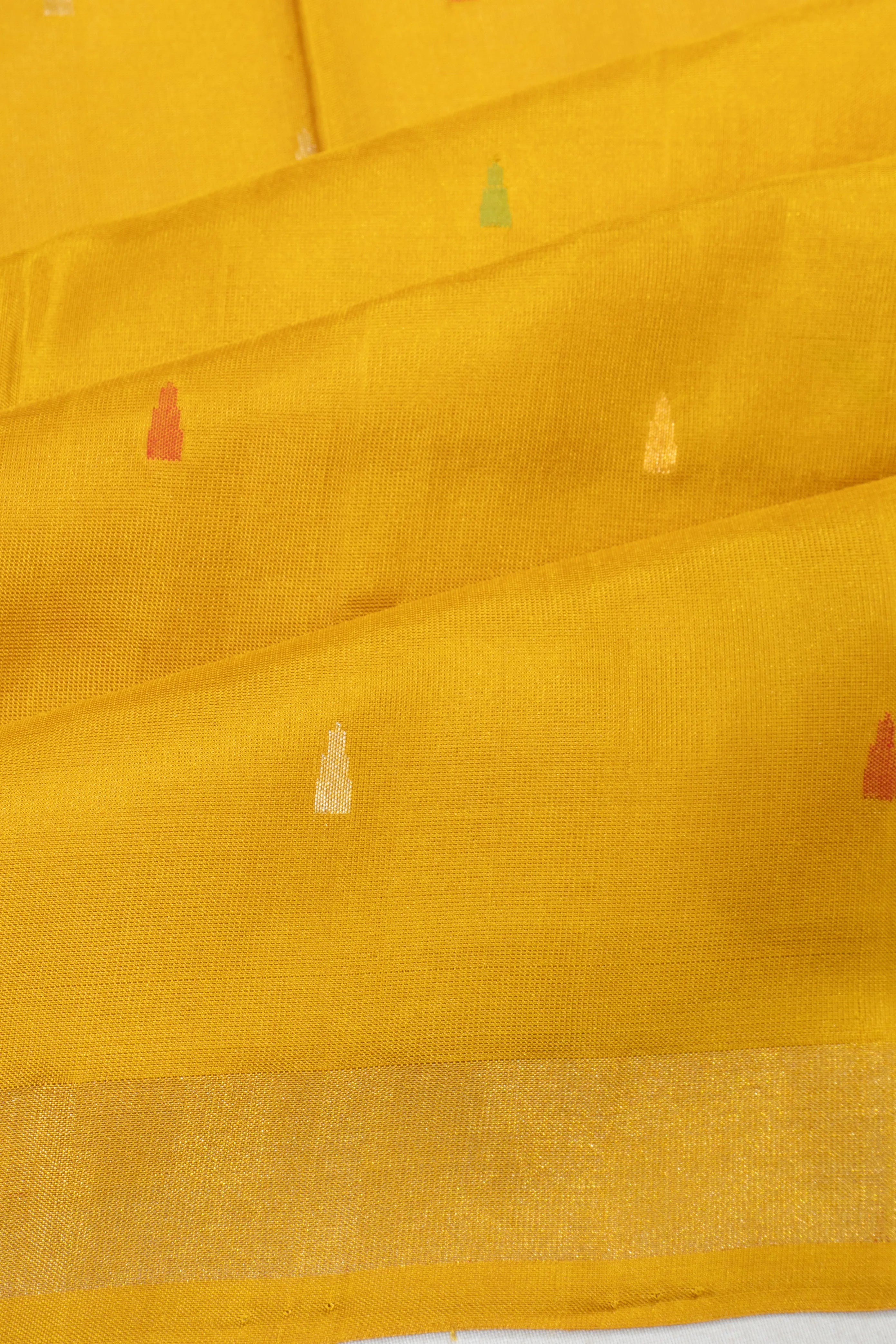 Uppada Silk Butta Yellow Saree With Jamdani Border