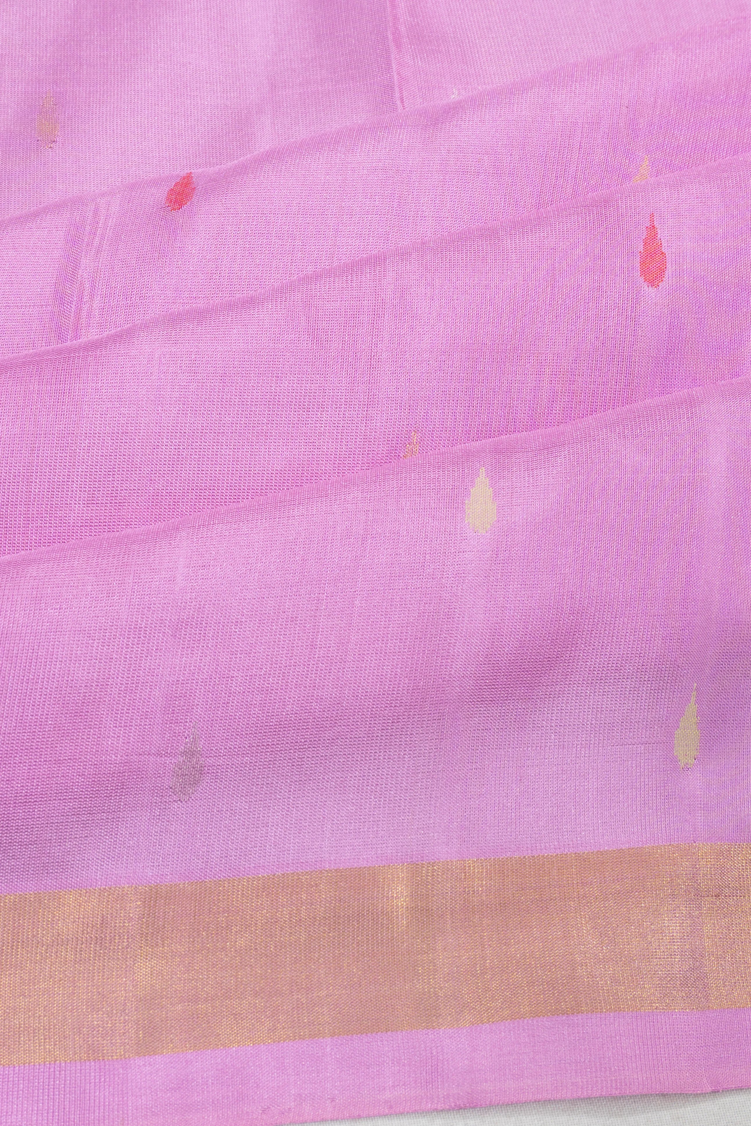 Uppada Silk Butta Lavender Saree With Jamdani Border