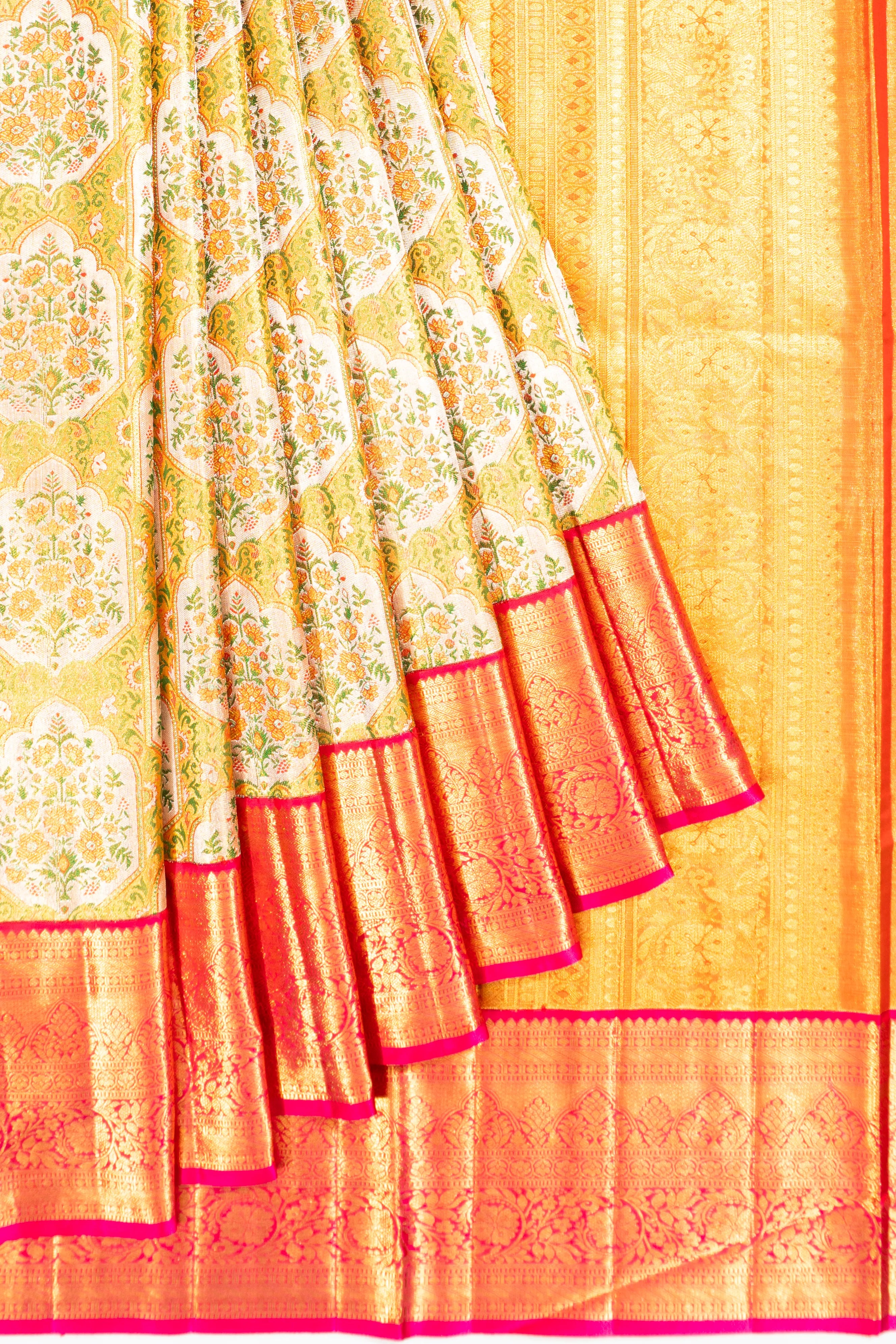 Kanchipuram Silk Tissue Brocade Gold Saree