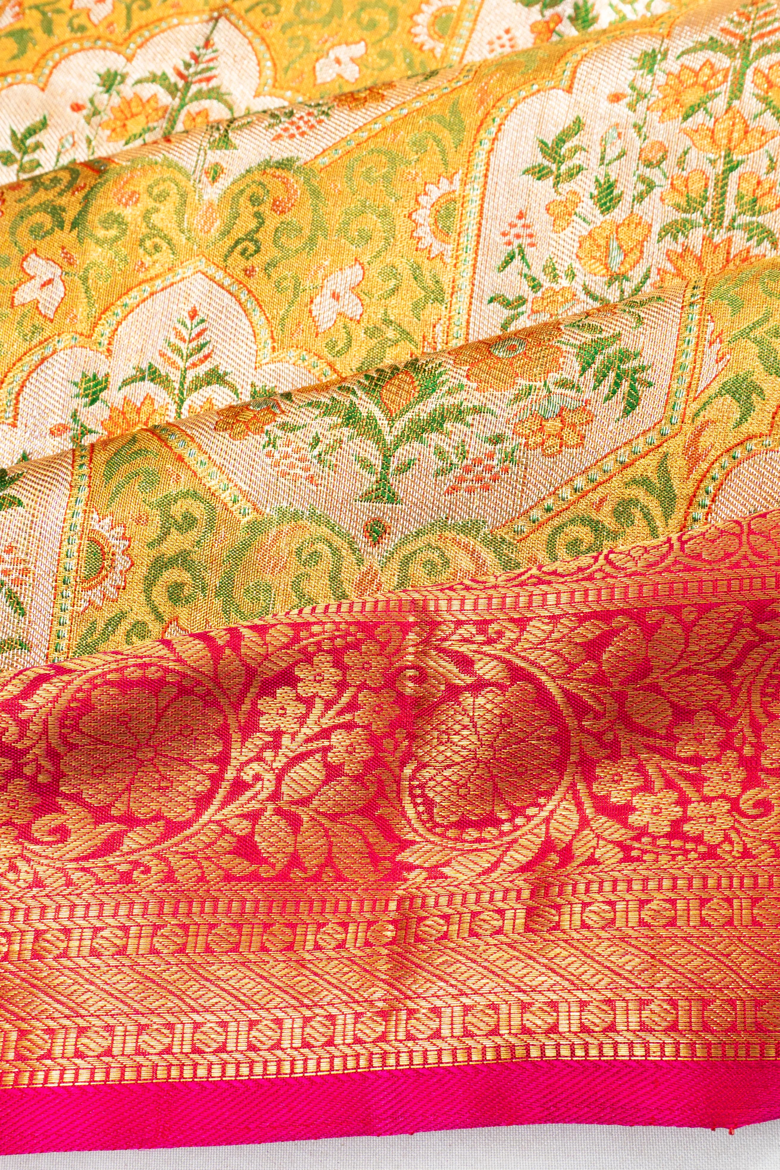 Kanchipuram Silk Tissue Brocade Gold Saree