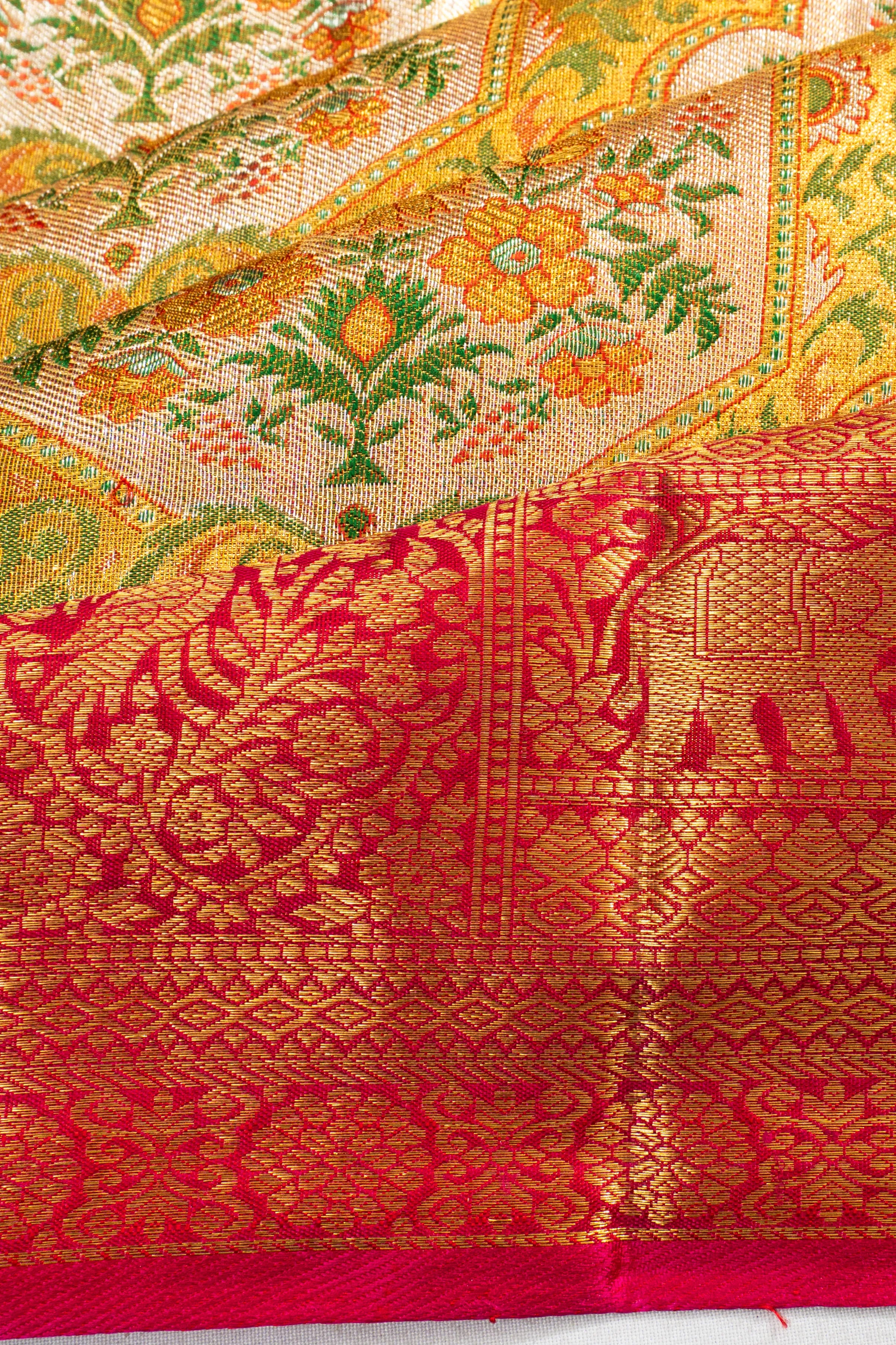 Kanchipuram Silk Tissue Brocade Gold Saree