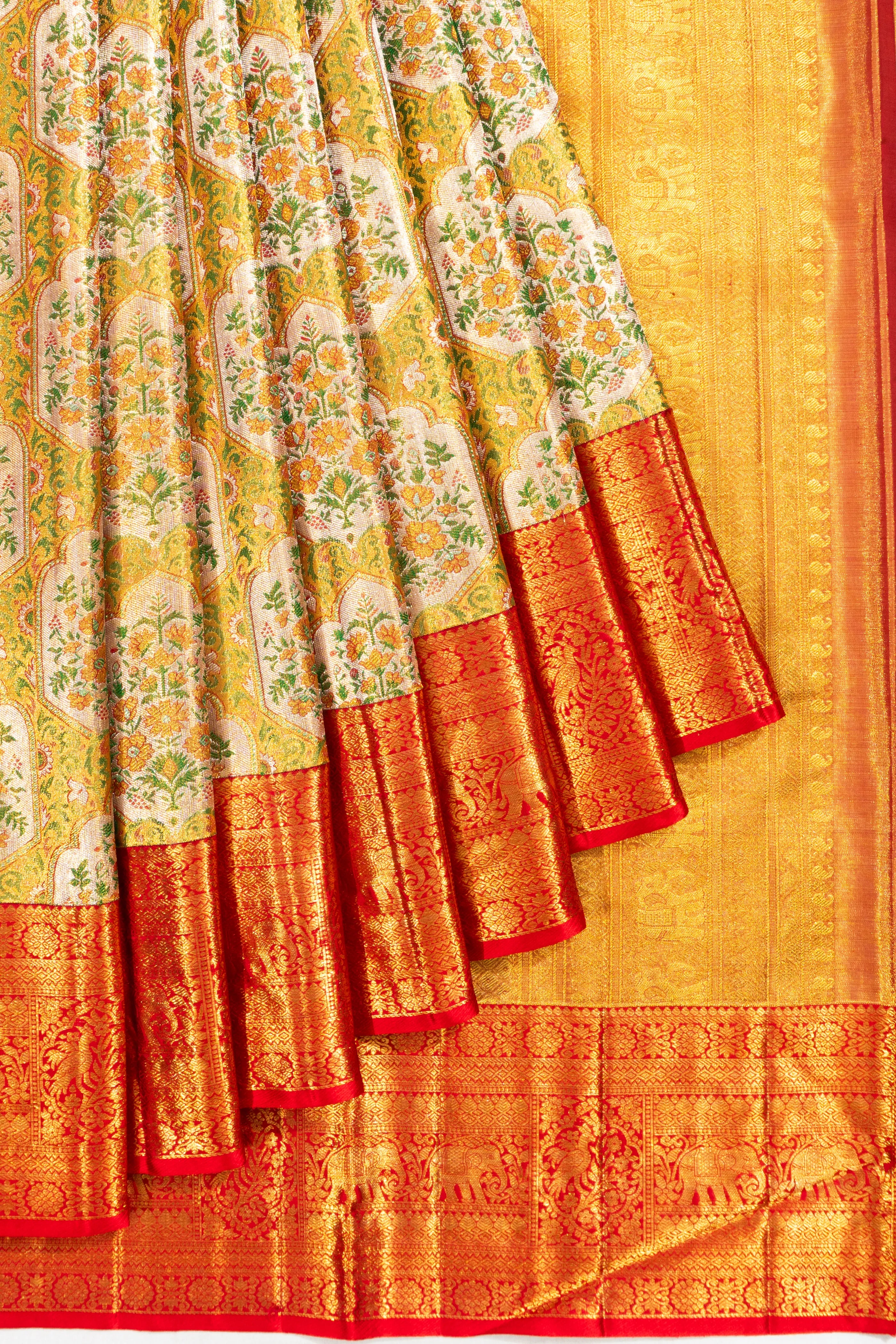 Kanchipuram Silk Tissue Brocade Gold Saree