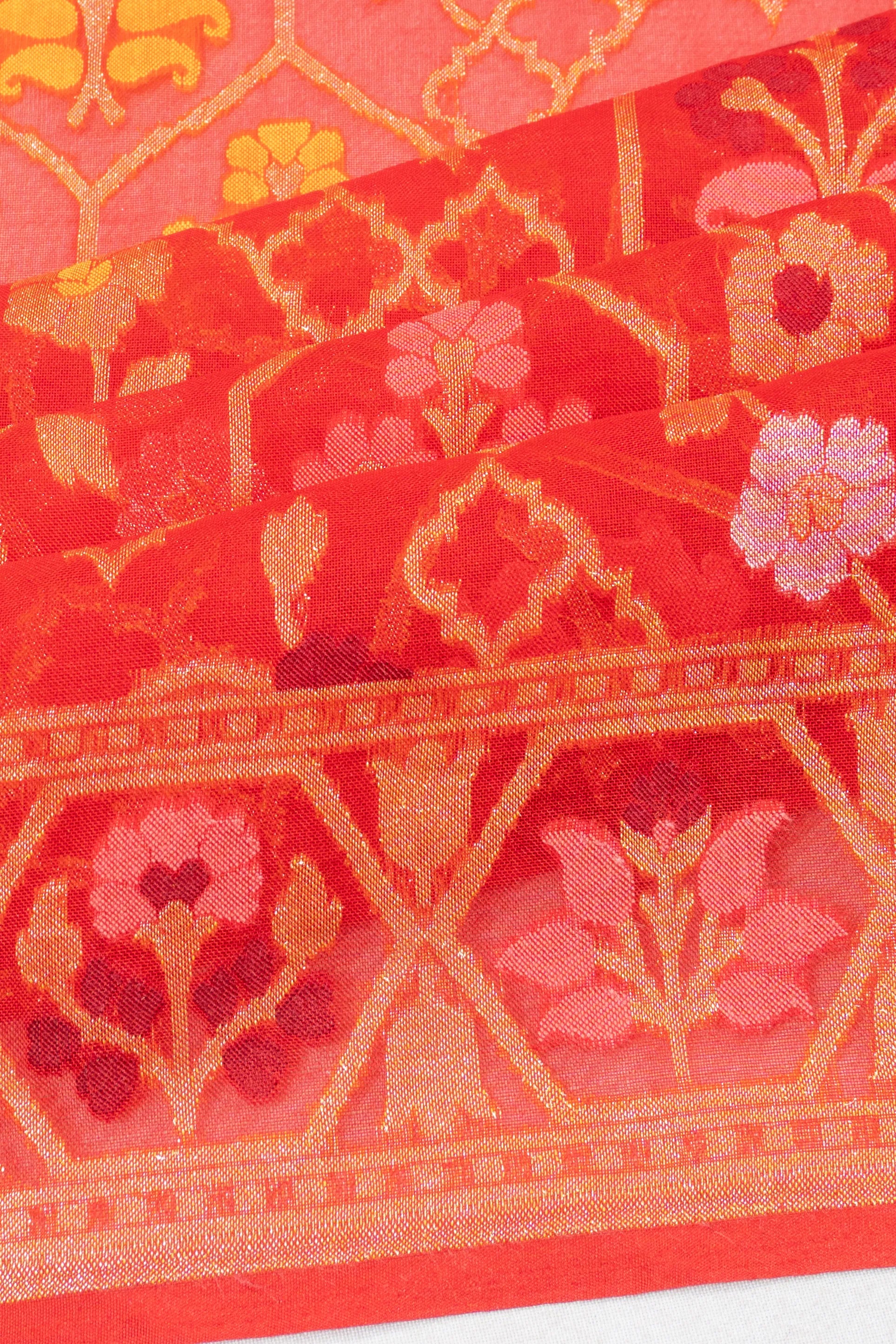 Banarasi Kora Organza Brocade Red Saree