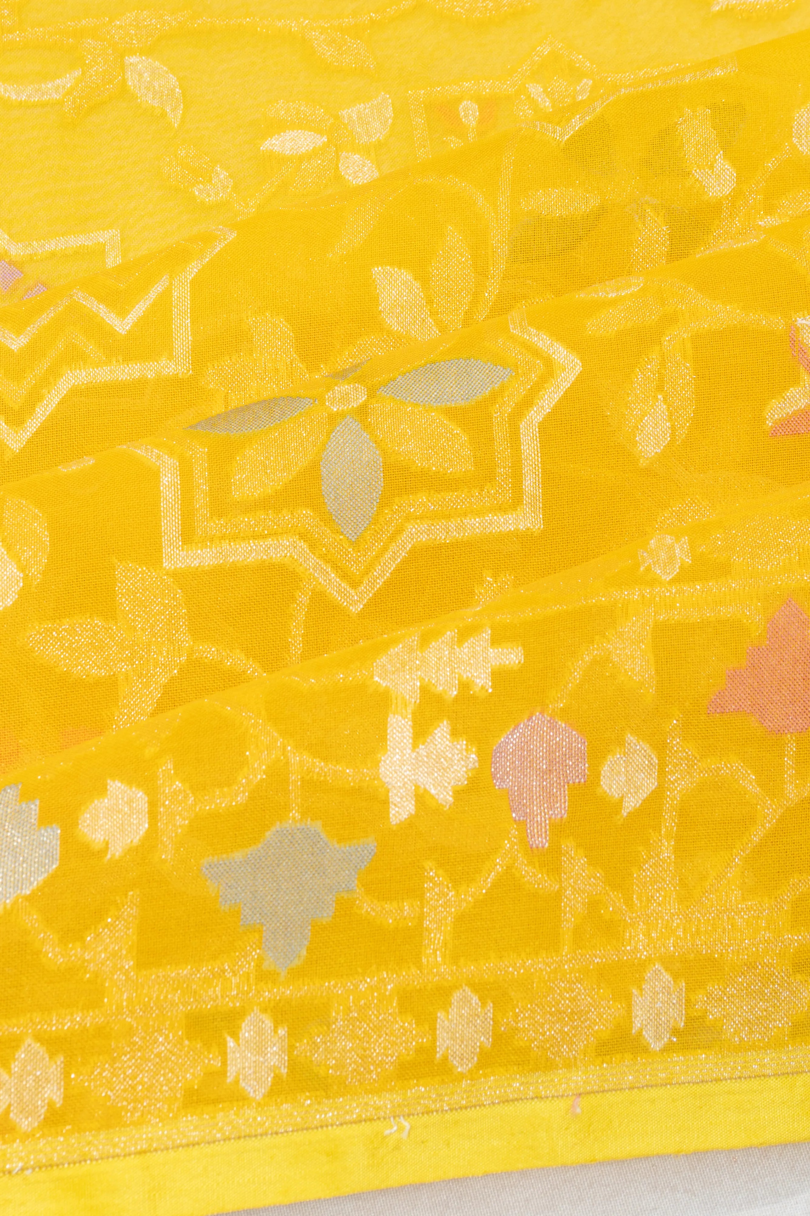 Banarasi Kora Organza Brocade Yellow Saree