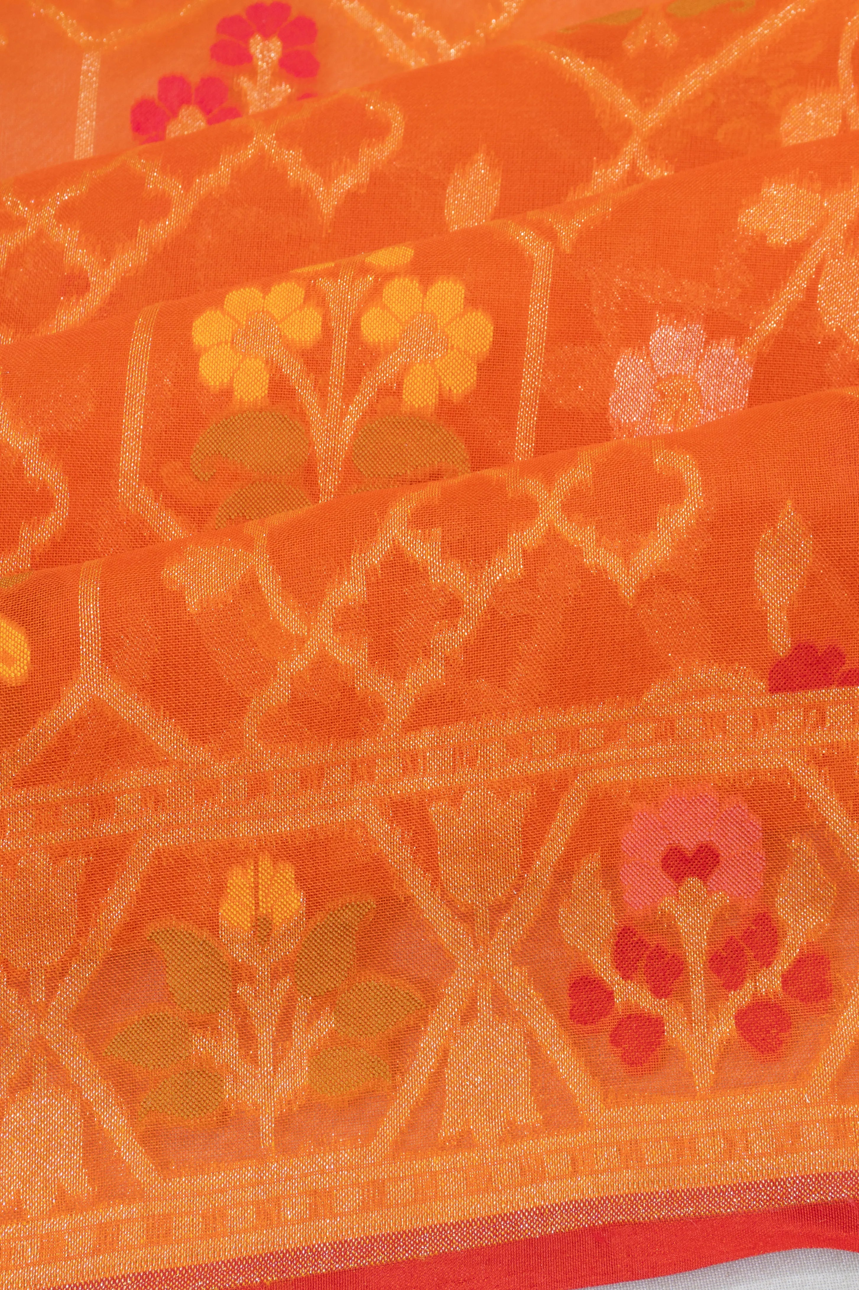 Banarasi Kora Organza Brocade Orange Saree