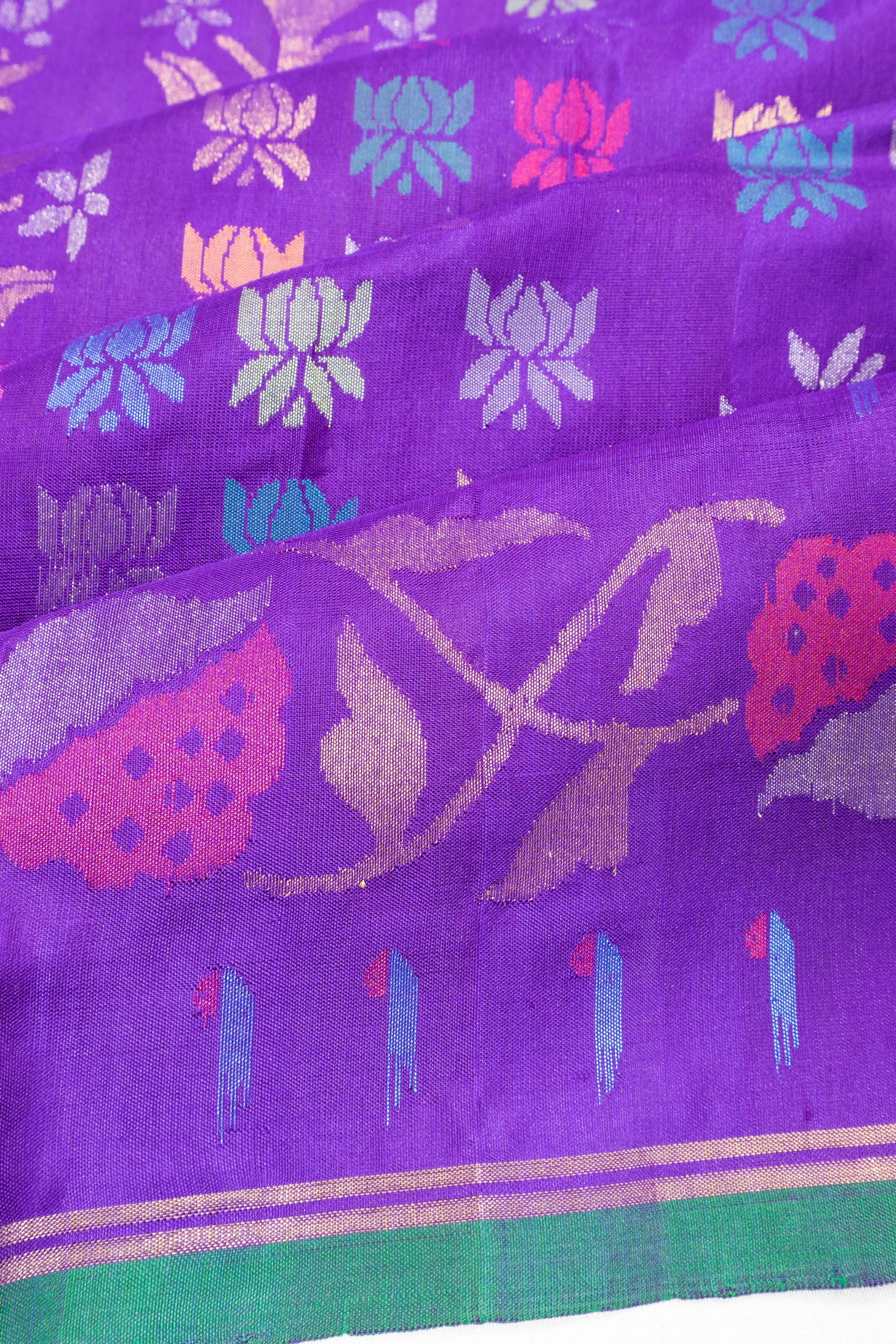Uppada Silk Jamdani Violet Saree