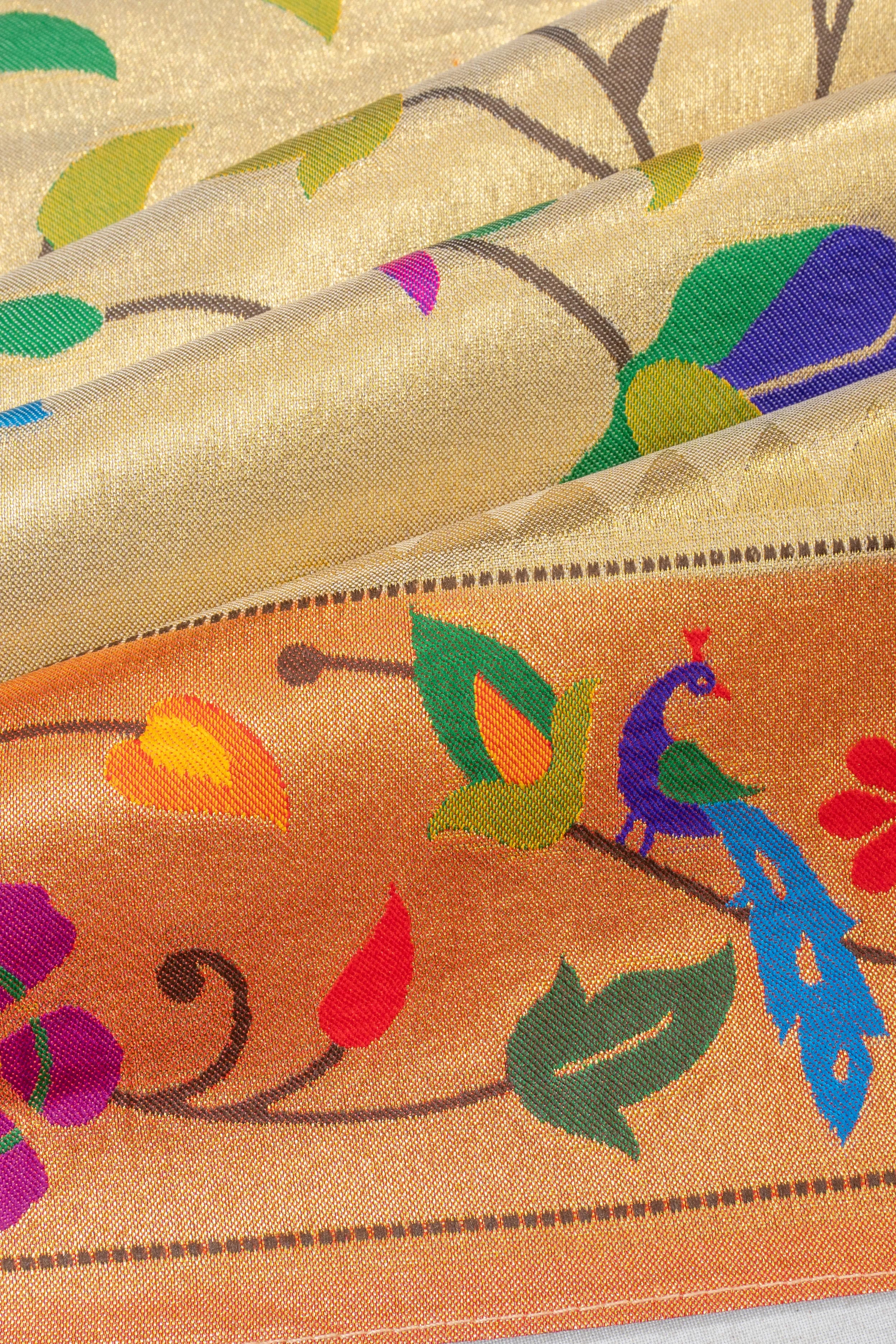 Muniya Silk Tissue Jaal Gold Saree