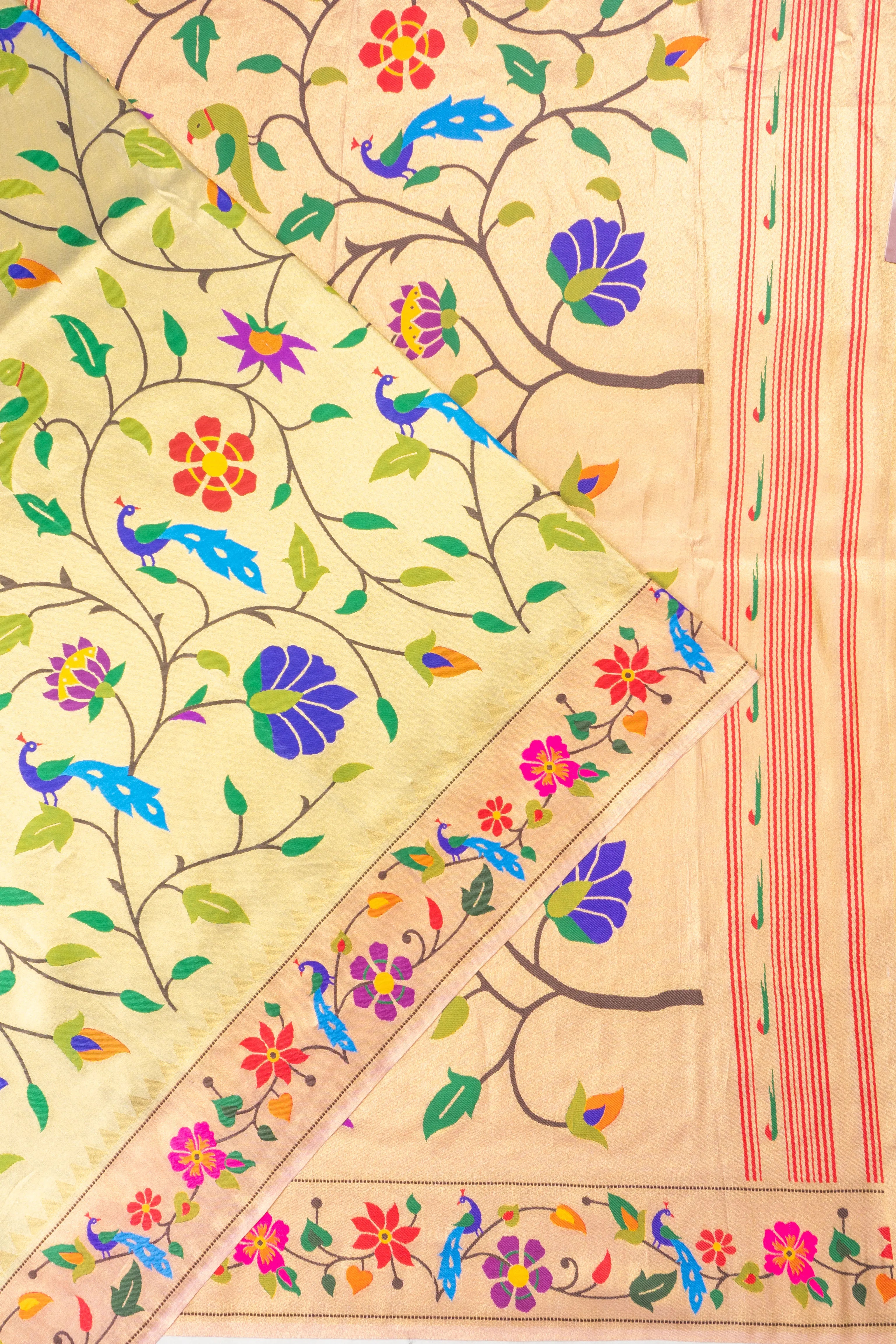 Muniya Silk Tissue Jaal Gold Saree