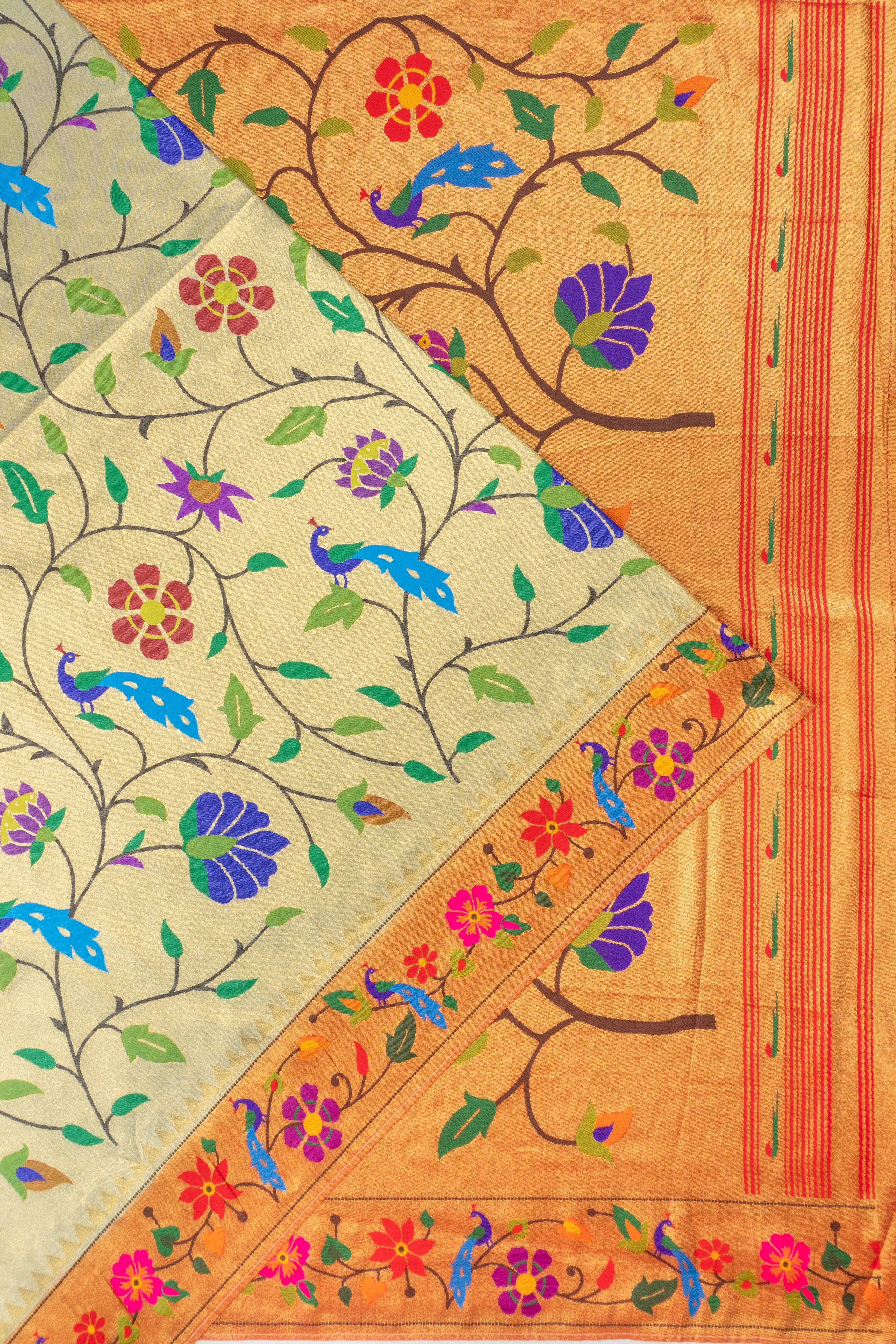 Muniya Silk Tissue Jaal Gold Saree