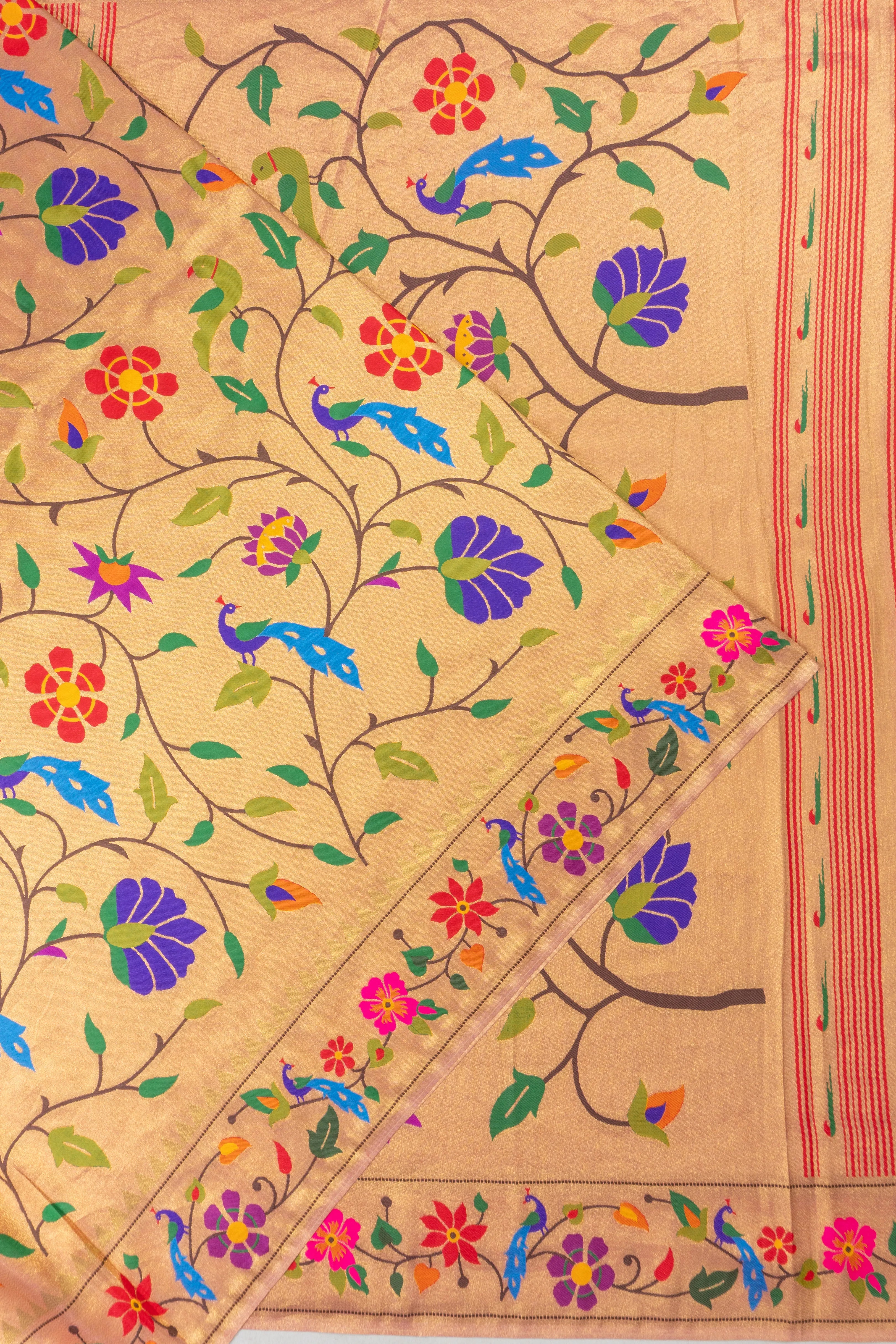 Muniya Silk Tissue Jaal Gold Saree