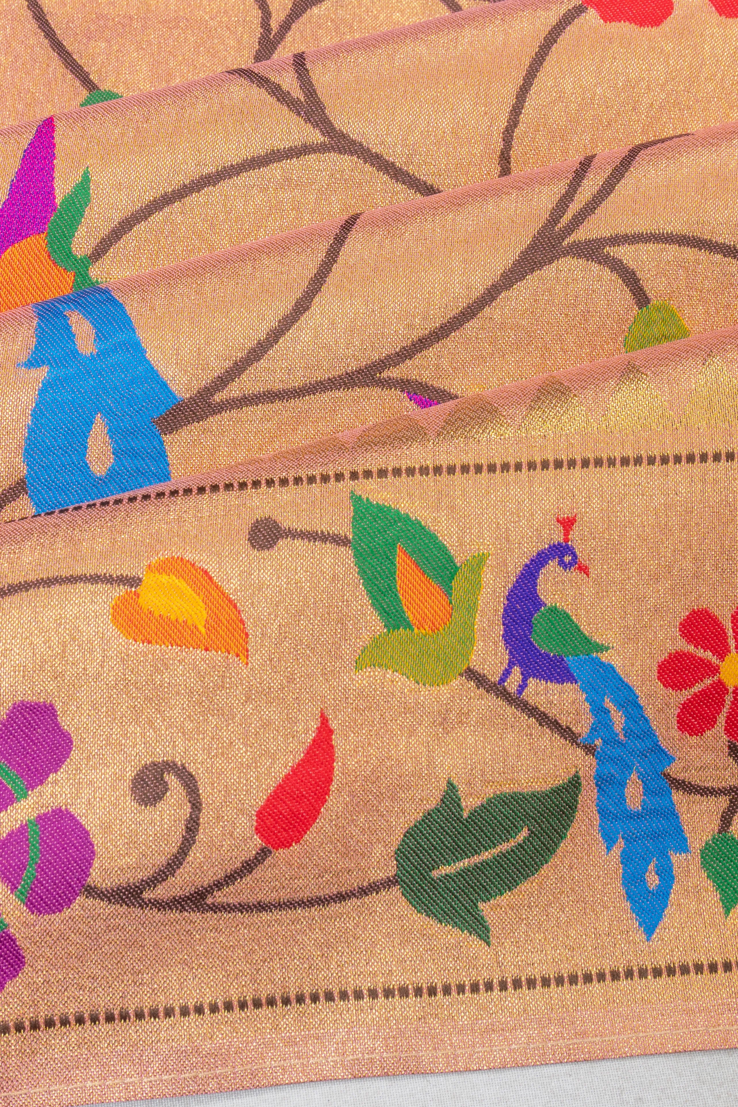 Muniya Silk Tissue Jaal Gold Saree