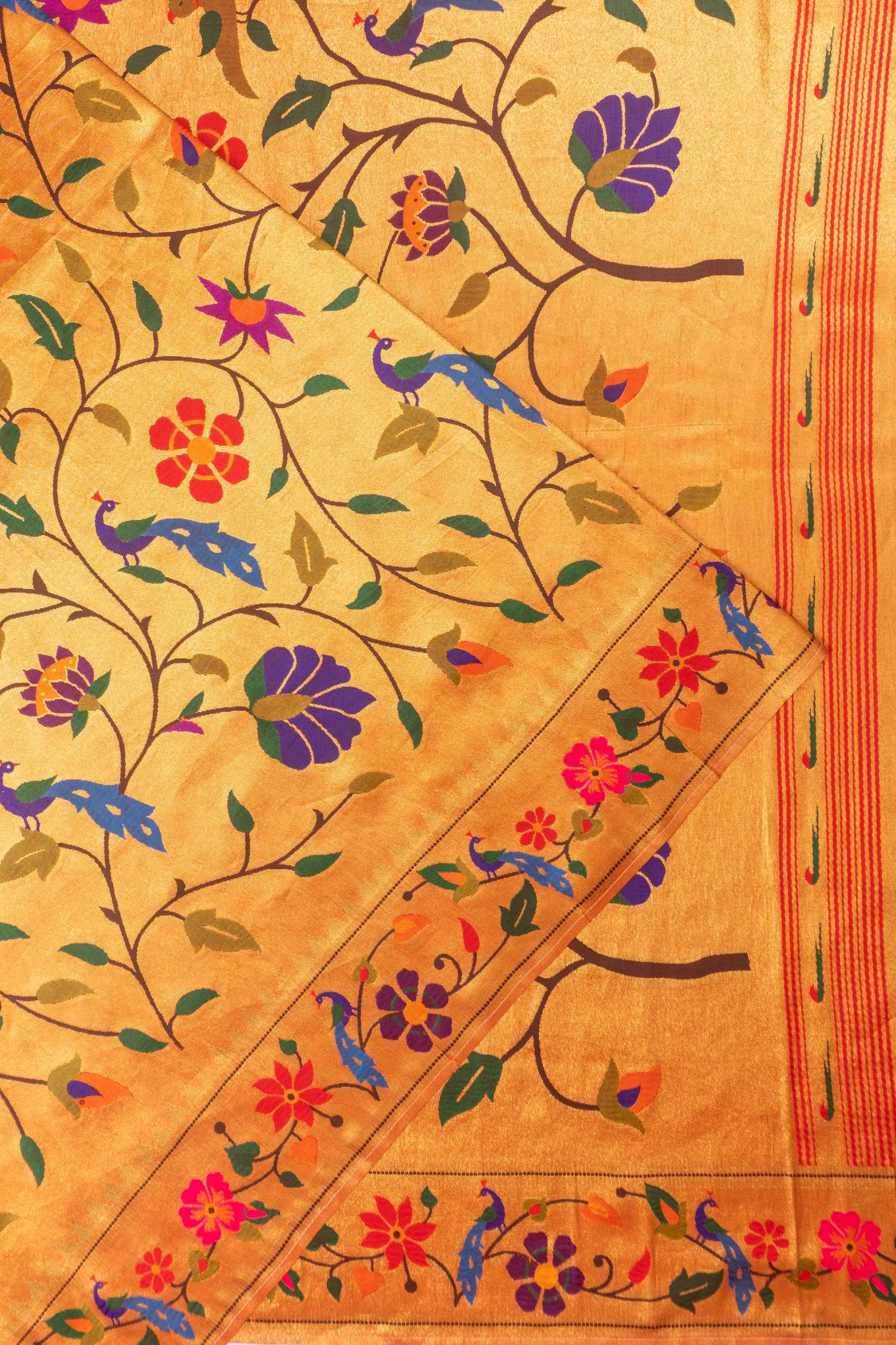 Muniya Silk Tissue Jaal Gold Saree