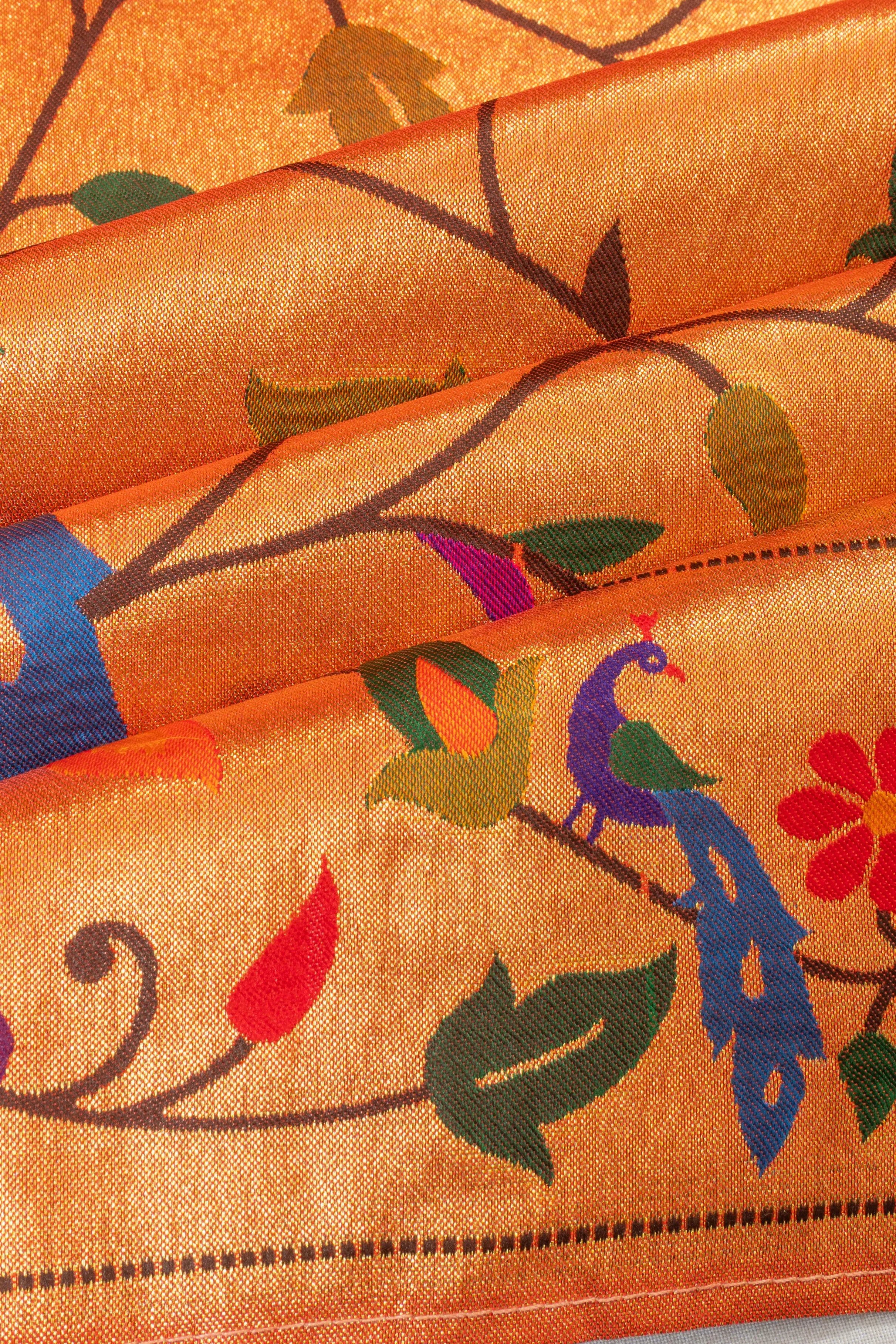 Muniya Silk Tissue Jaal Gold Saree